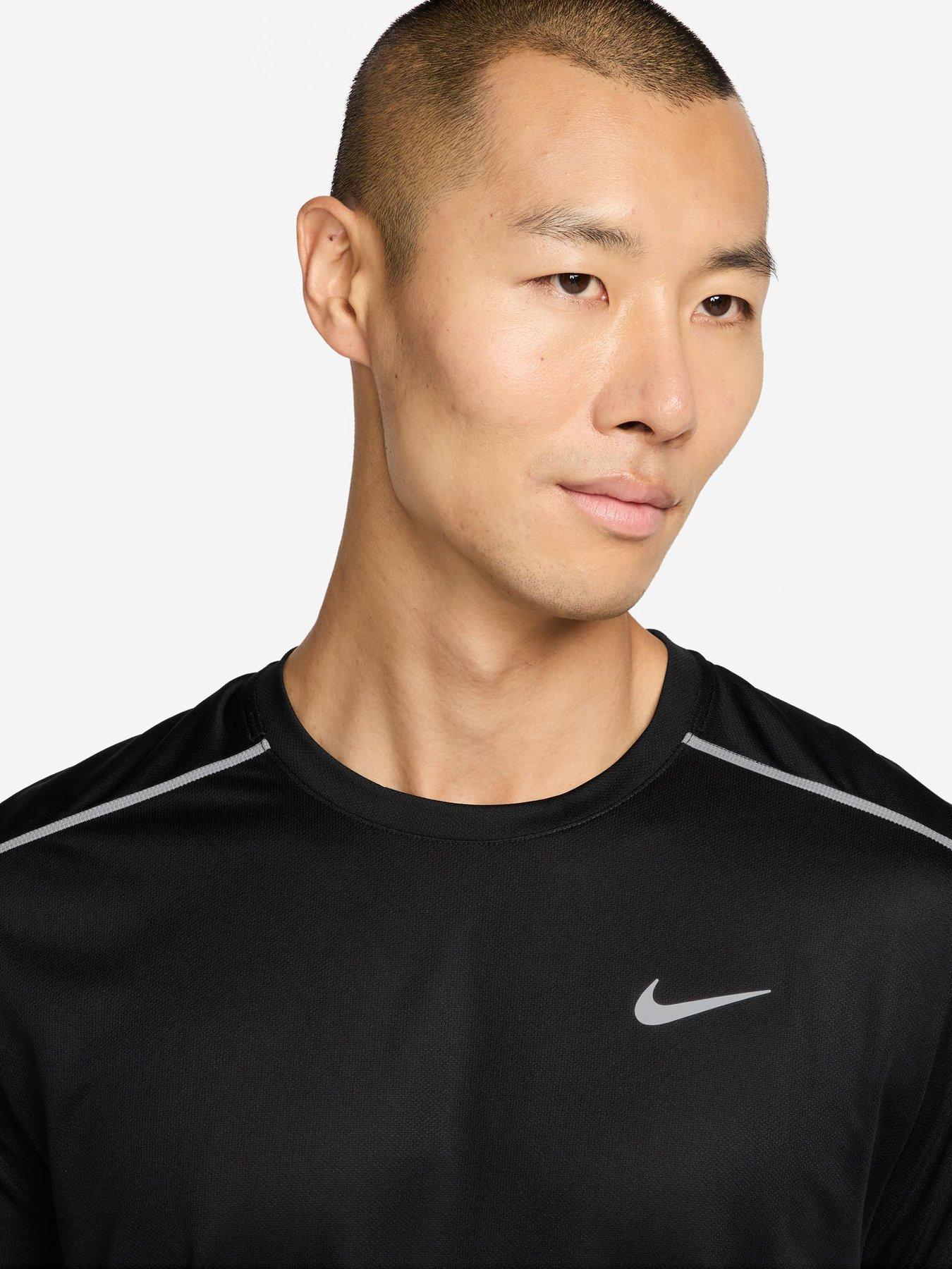 Image 6 of 6 of Nike Mens Miler Dri-FIT UV Running Short Sleeve Top - Black