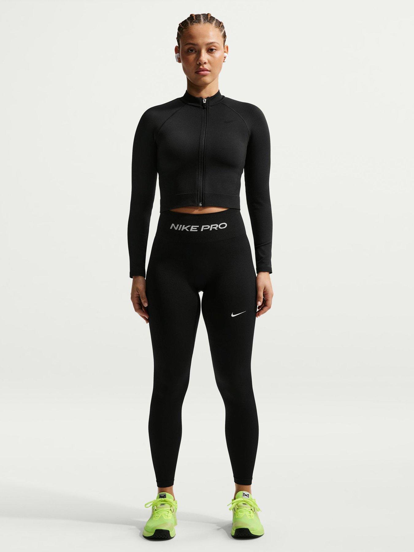 Nike Womens Pro Dri-FIT Seamless Training High Rise 7/8 Tights - Black/White