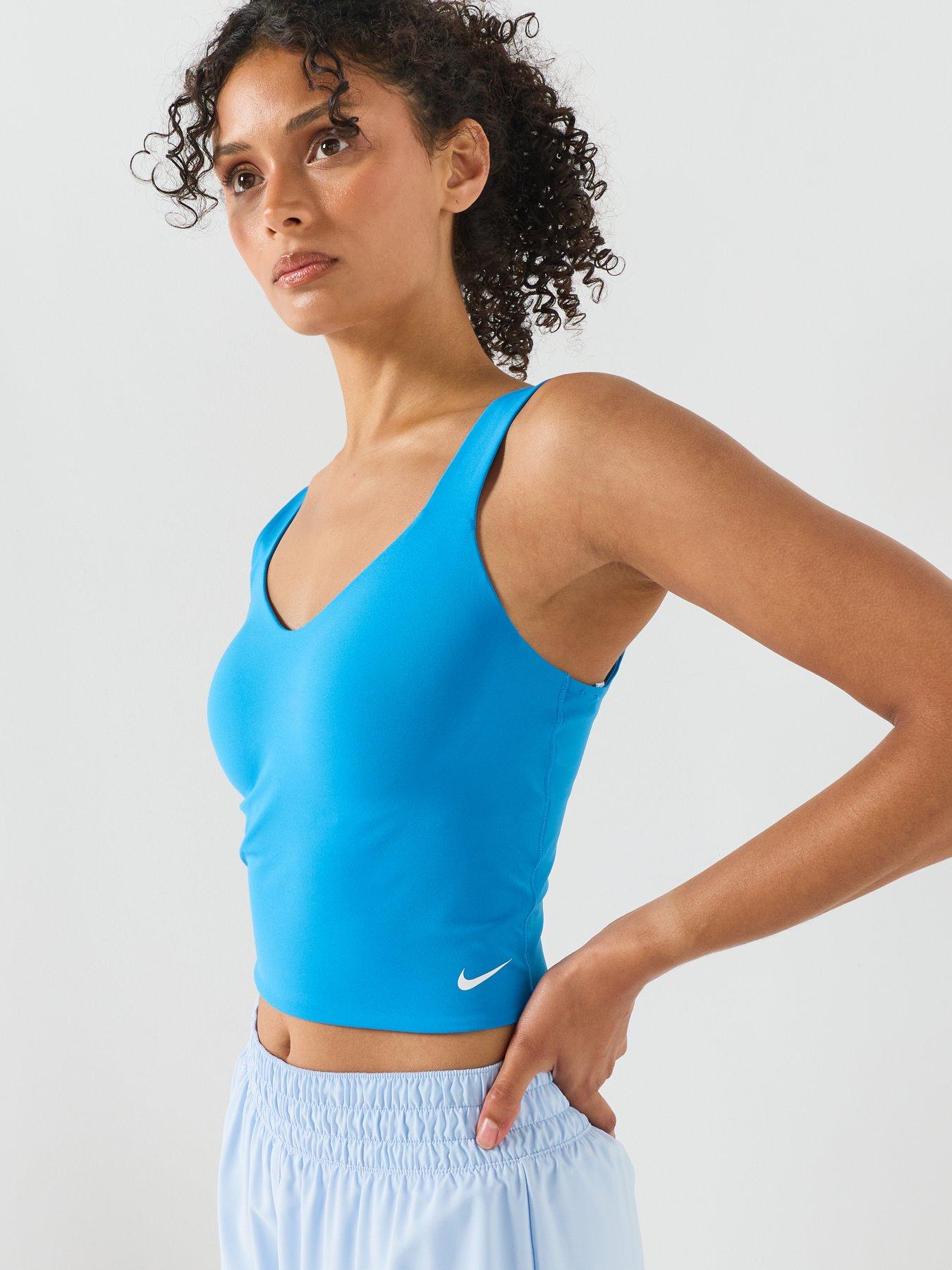 Nike Womens Training Pro Sculpt Bra Tank, Lt Photo Blue/White, Size Xs, Women