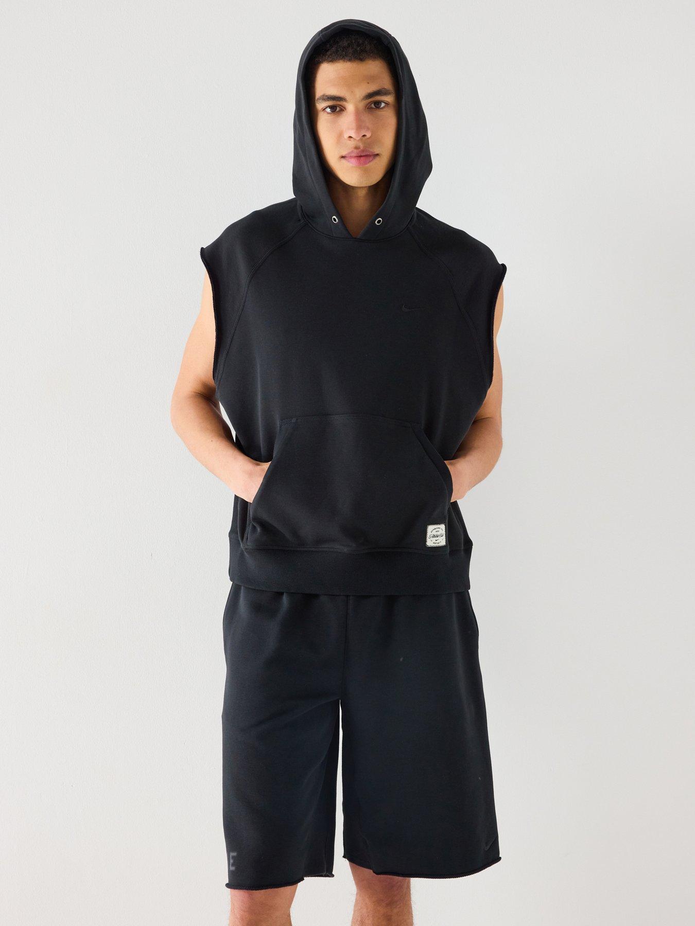 Nike Mens Training Athletics Club Sleeveless Hoodie, Black/Black, Size M, Men