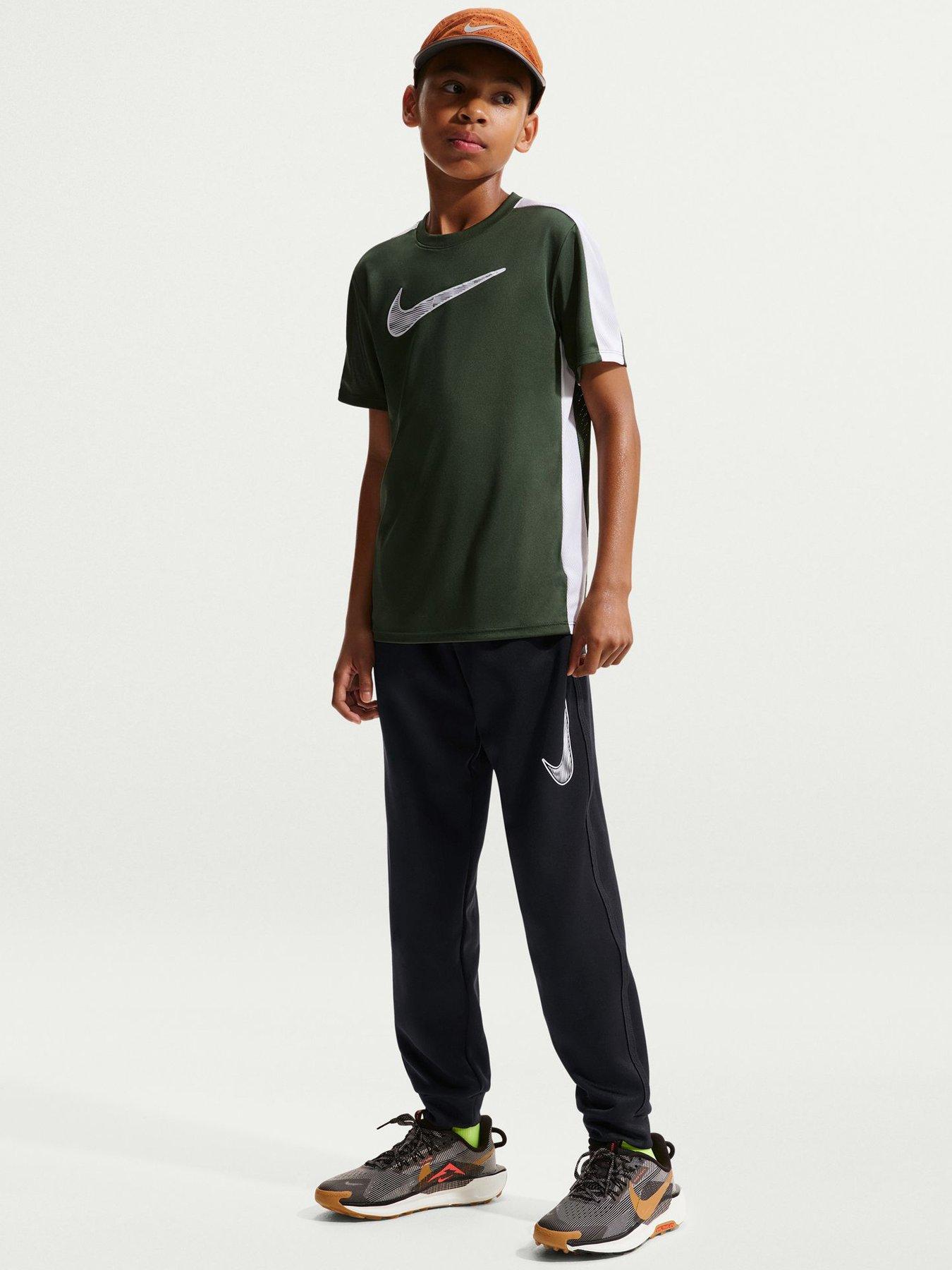 Nike Junior Boys Training Dri-FIT Knit Pants, Black/White, Size M=10-12 Years