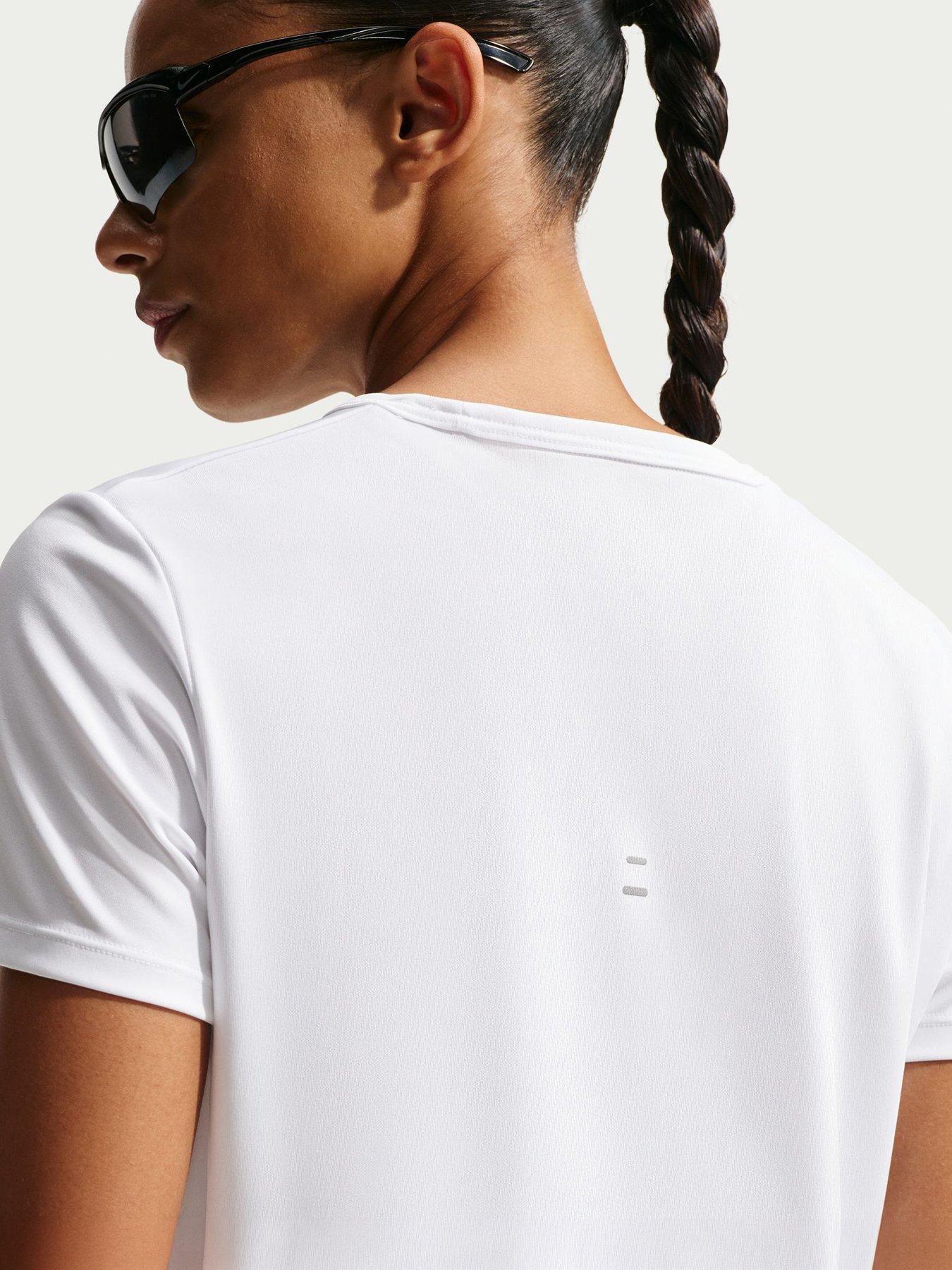 Image 2 of 6 of Nike Womens Running Dri-FIT Short Sleeve Top - White