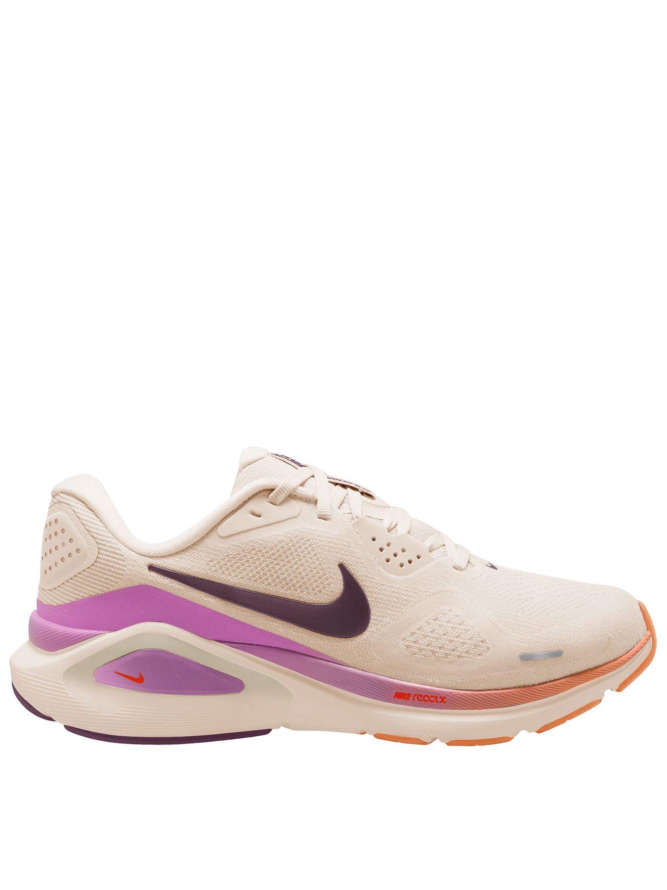Nike Womens Running Structure 26 Trainers, Chalk/Tattoo-Lt Magenta-Orange, Size 7, Women