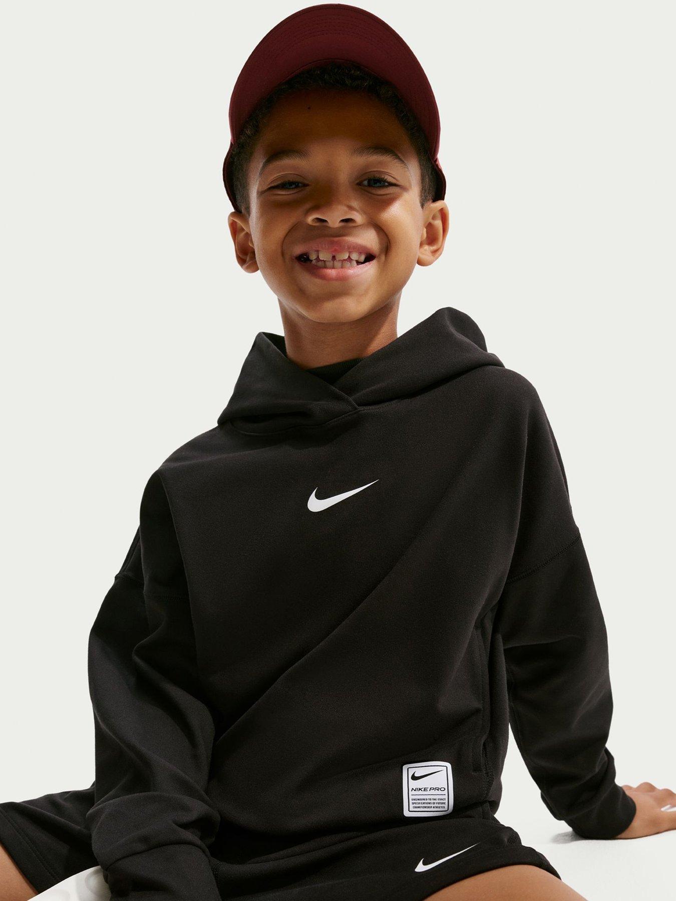Nike Junior Boys Training Dri-FIT Fleece Pullover Hoodie - Black