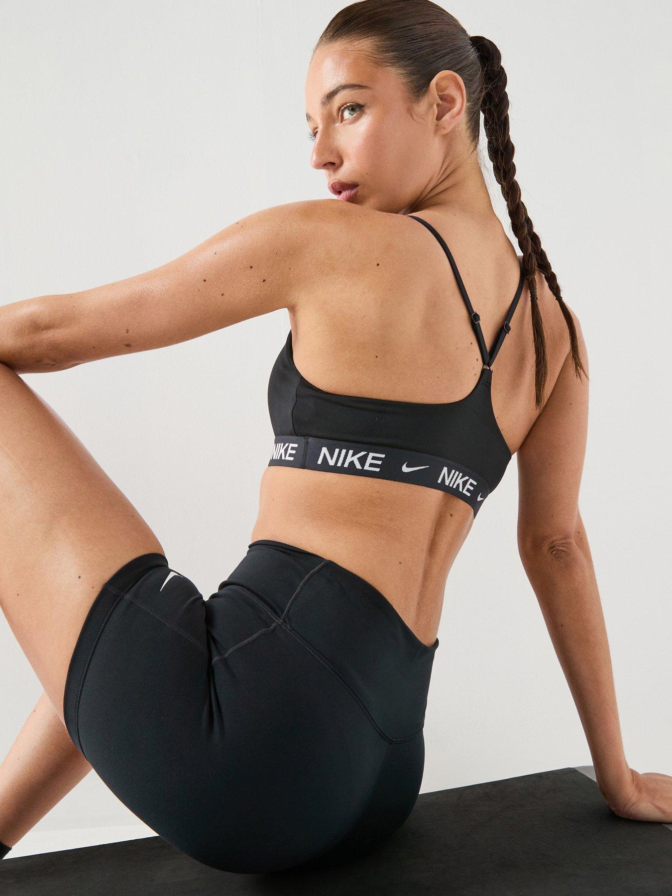 Nike Womens Training Dri-Fit Indy Light Support Sports Bra - Black/White