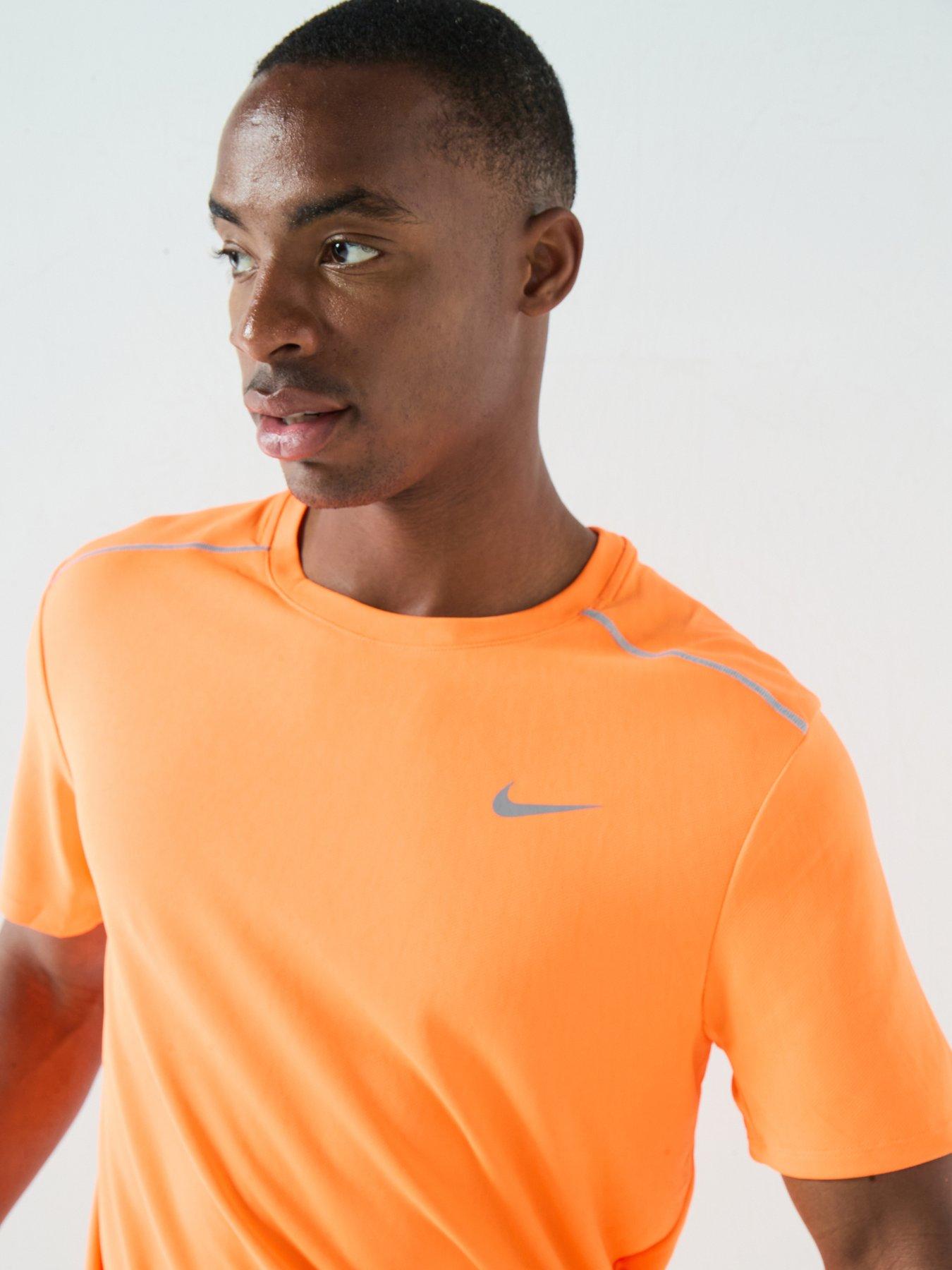 Image 4 of 5 of Nike Mens Running Miler Dri-FIT UV Short Sleeve Top - Orange