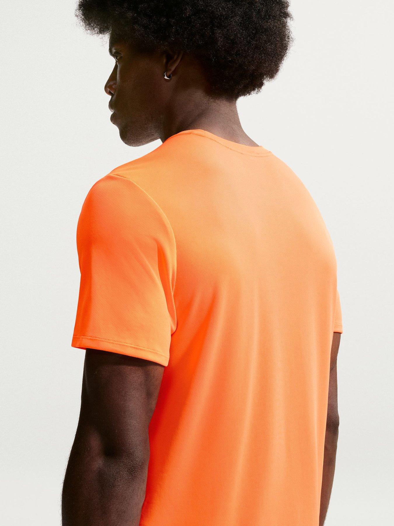 Image 5 of 5 of Nike Mens Running Miler Dri-FIT UV Short Sleeve Top - Orange