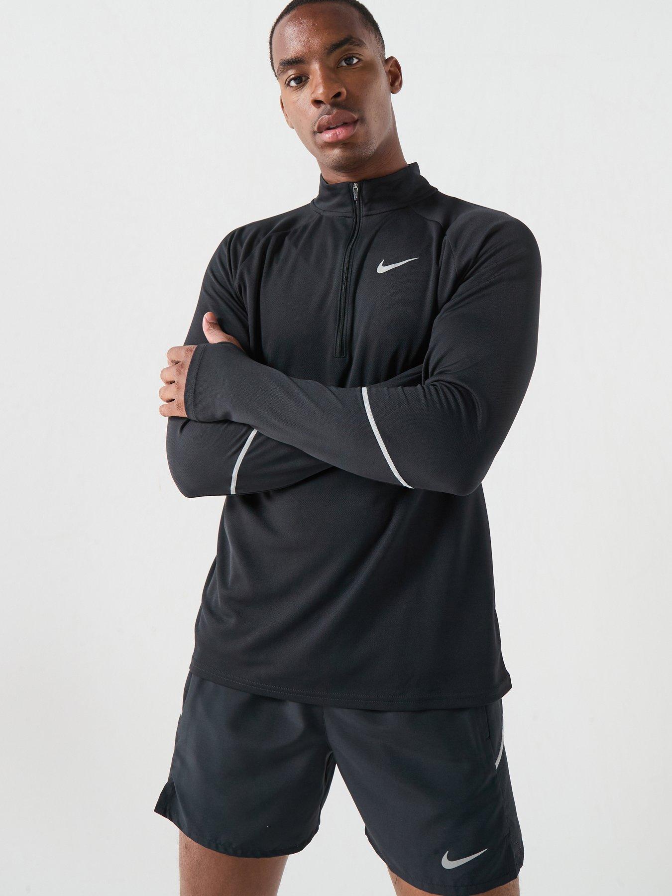 Image 1 of 5 of Nike Mens Miler Dri-FIT UV Running Long Sleeve Top - Black