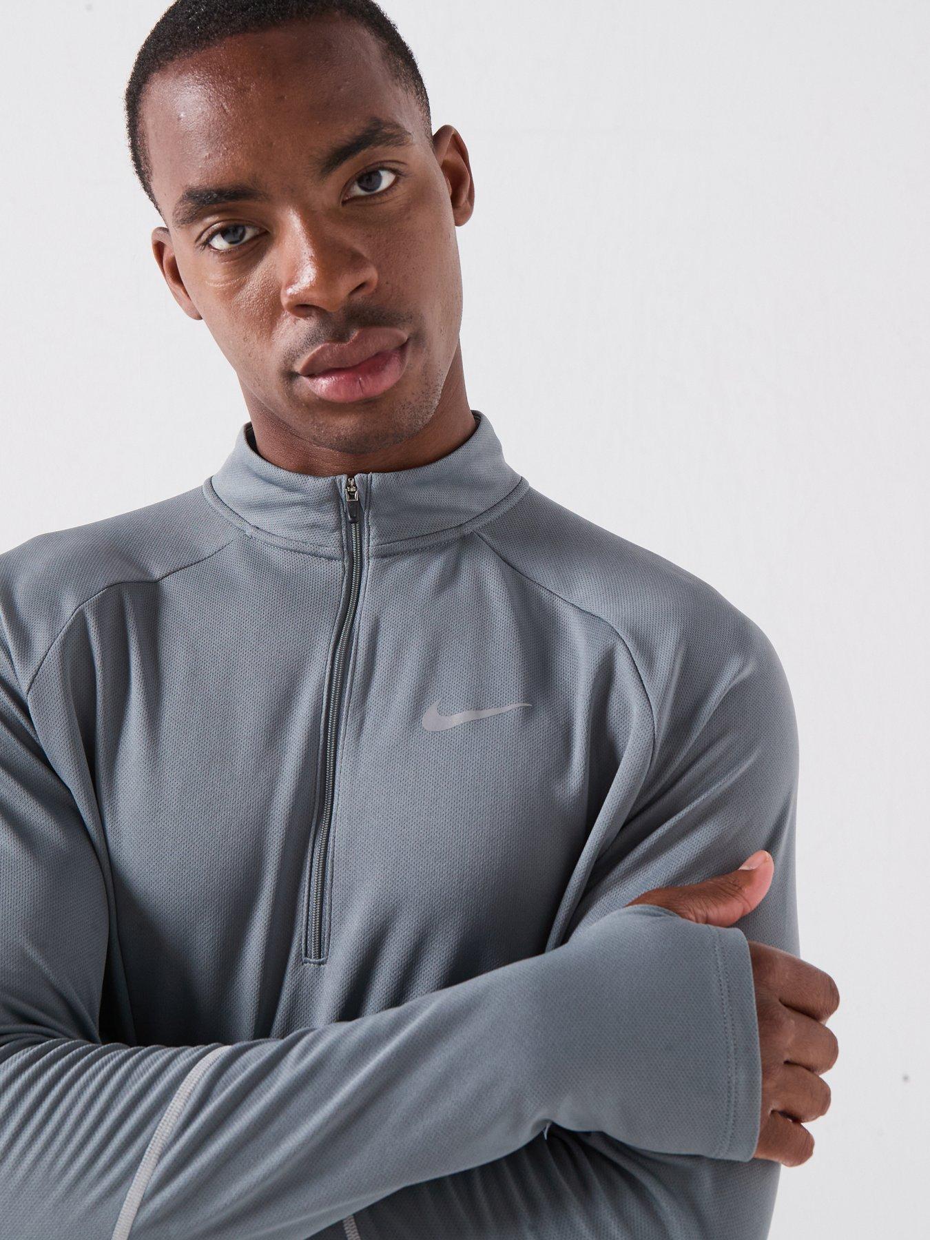 Image 4 of 5 of Nike Mens Running Miler Dri-FIT UV Long Sleeve Top - Grey