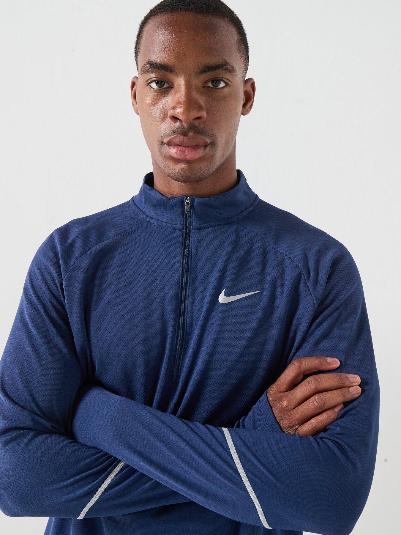 Image 4 of 5 of Nike Mens Running Miler Dri-FIT UV Long Sleeve Top - Navy