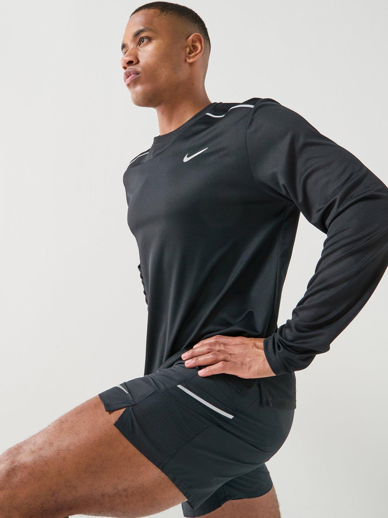 Nike Mens Running Miler Dri-FIT UV Long Sleeve Top - Black