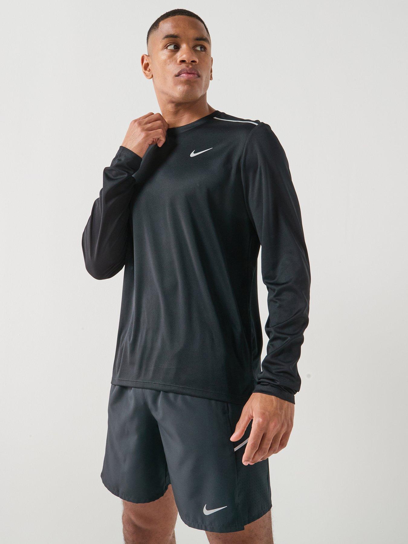 Image 6 of 7 of Nike Mens Running Miler Dri-FIT UV Long Sleeve Top - Black