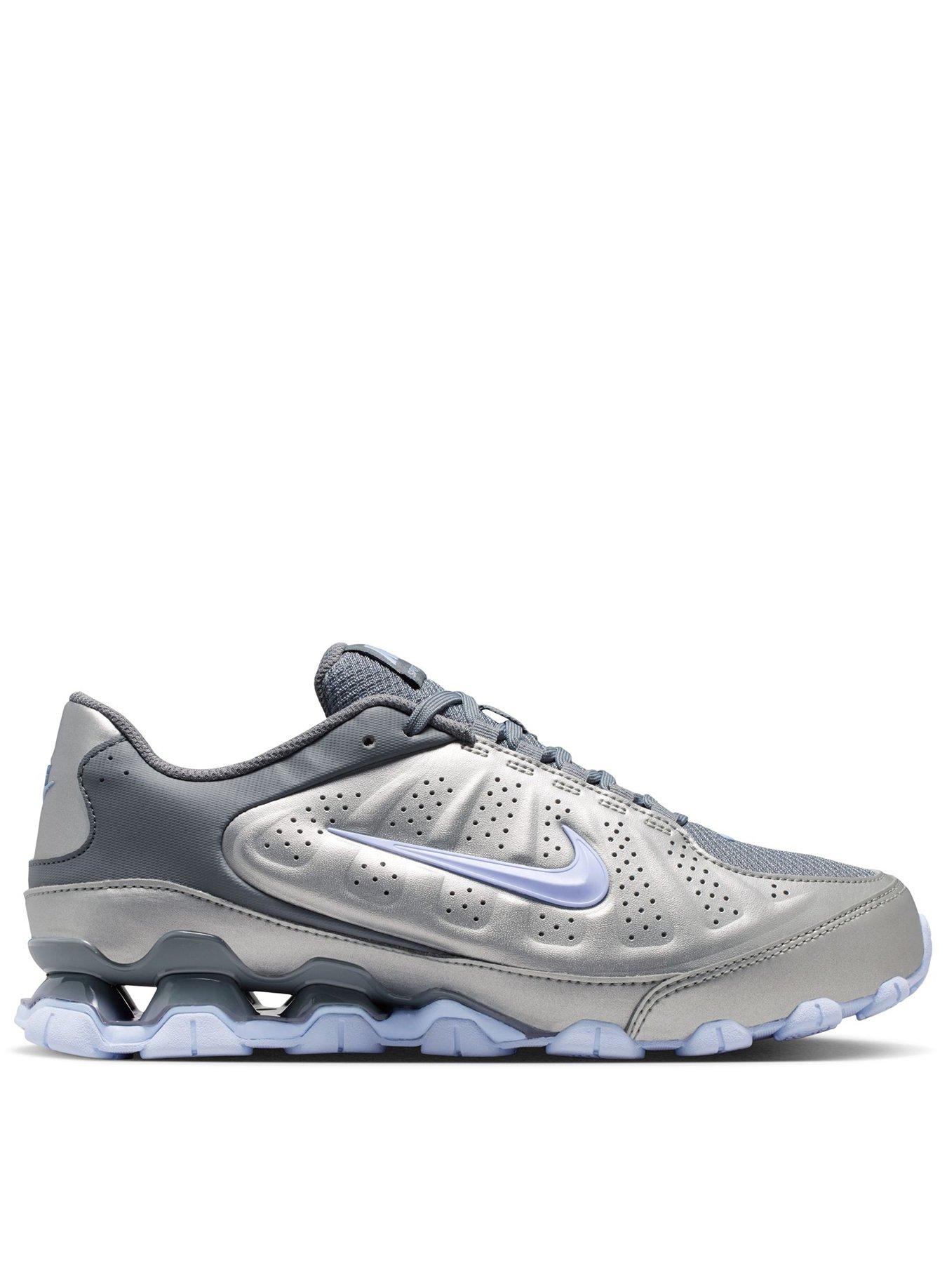 Nike Womens Reax 8 Trainers, Metallic Silver/Hydrogen Blue-, Size 8, Women