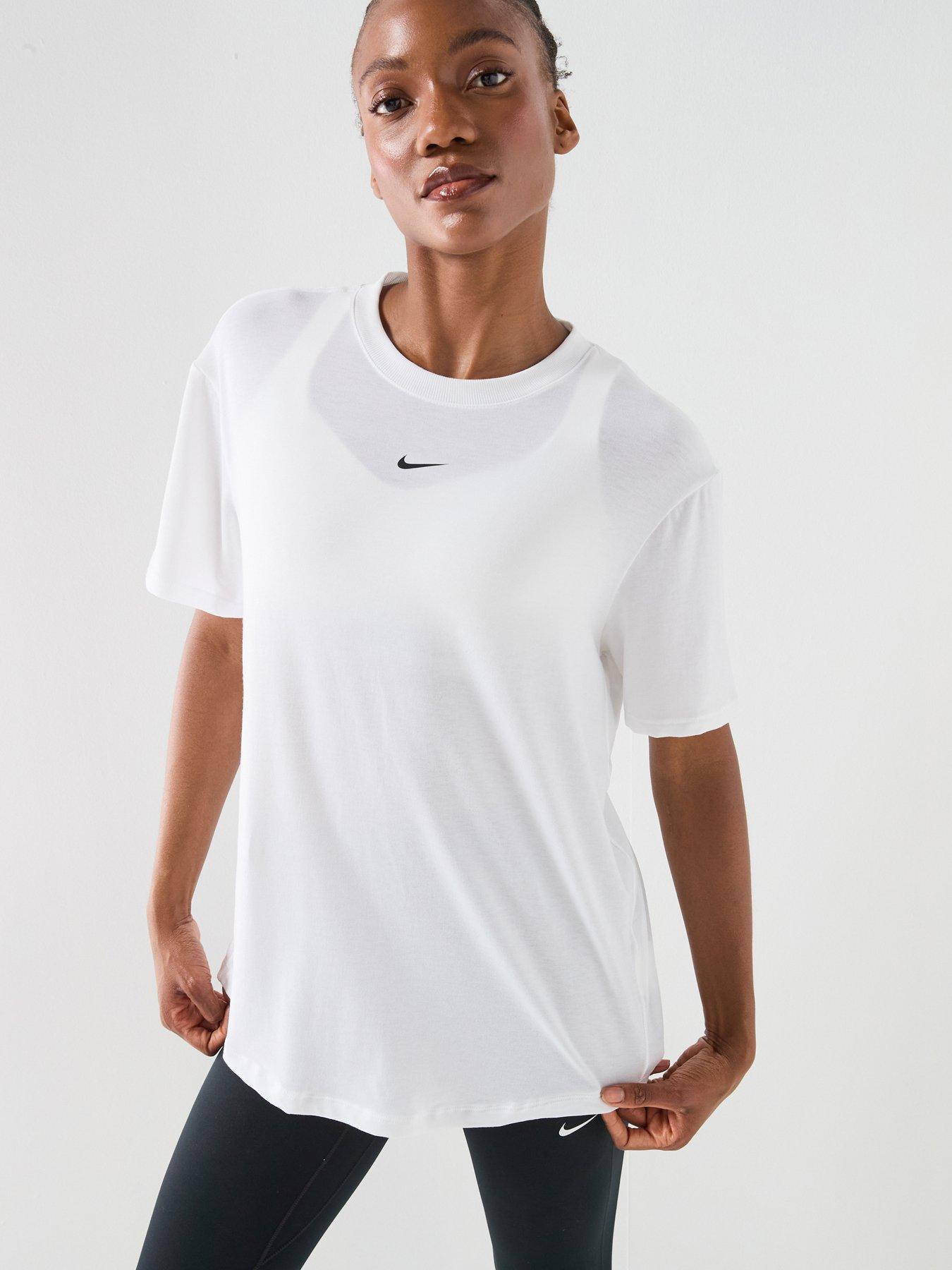 Nike Womens Training One Relaxed Dri-FIT T-Shirt, White/Black, Size L, Women