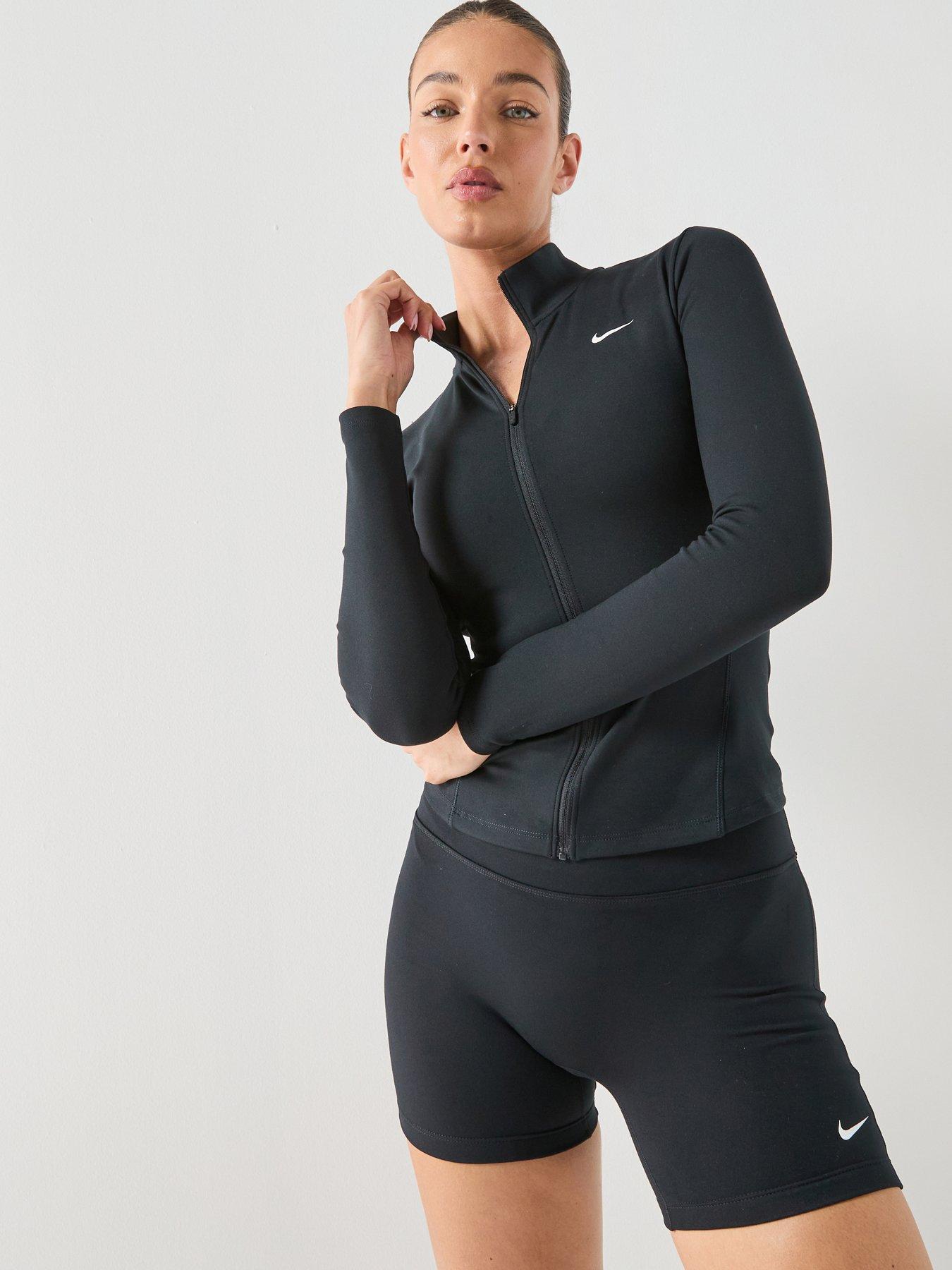 Nike Womens Training One Dri-FIT Full Zip Fitted Jacket - Black/White