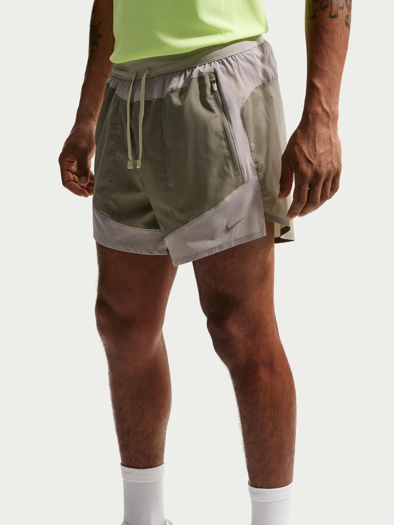 Nike Mens Running Stride Dri-Fit 5 Inch Brief Lined Shorts - Beige