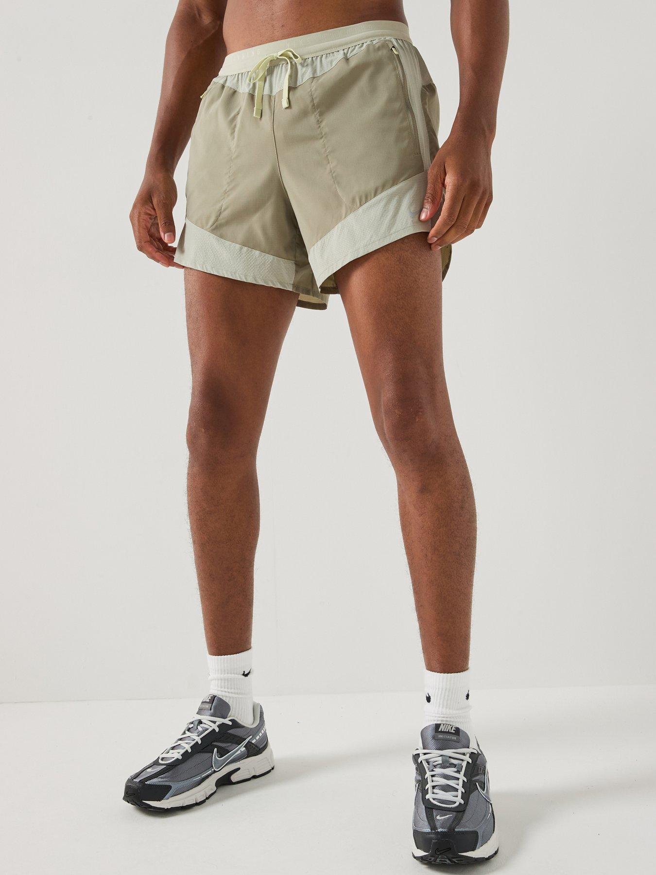 Nike Mens Running Stride Dri-FIT 5 Inch Brief Lined Shorts - Beige