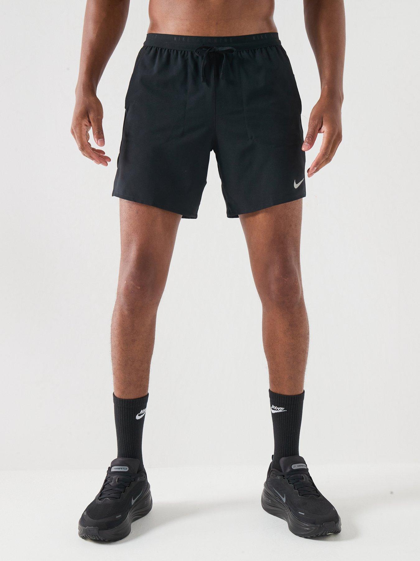 Nike Mens Stride Dri-FIT Running 7 Inch Brief Lined Shorts, Black/Reflective Silv, Size S, Men