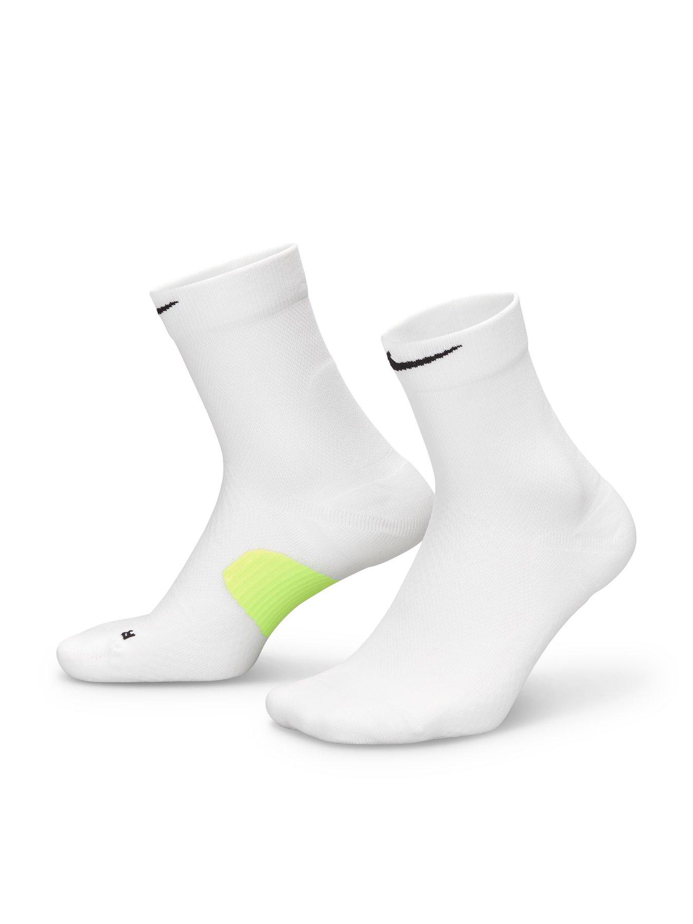 Nike Unisex Running Lightweight Micro Crew Socks (1 Pair), White/Volt/Black, Size Xl, Men