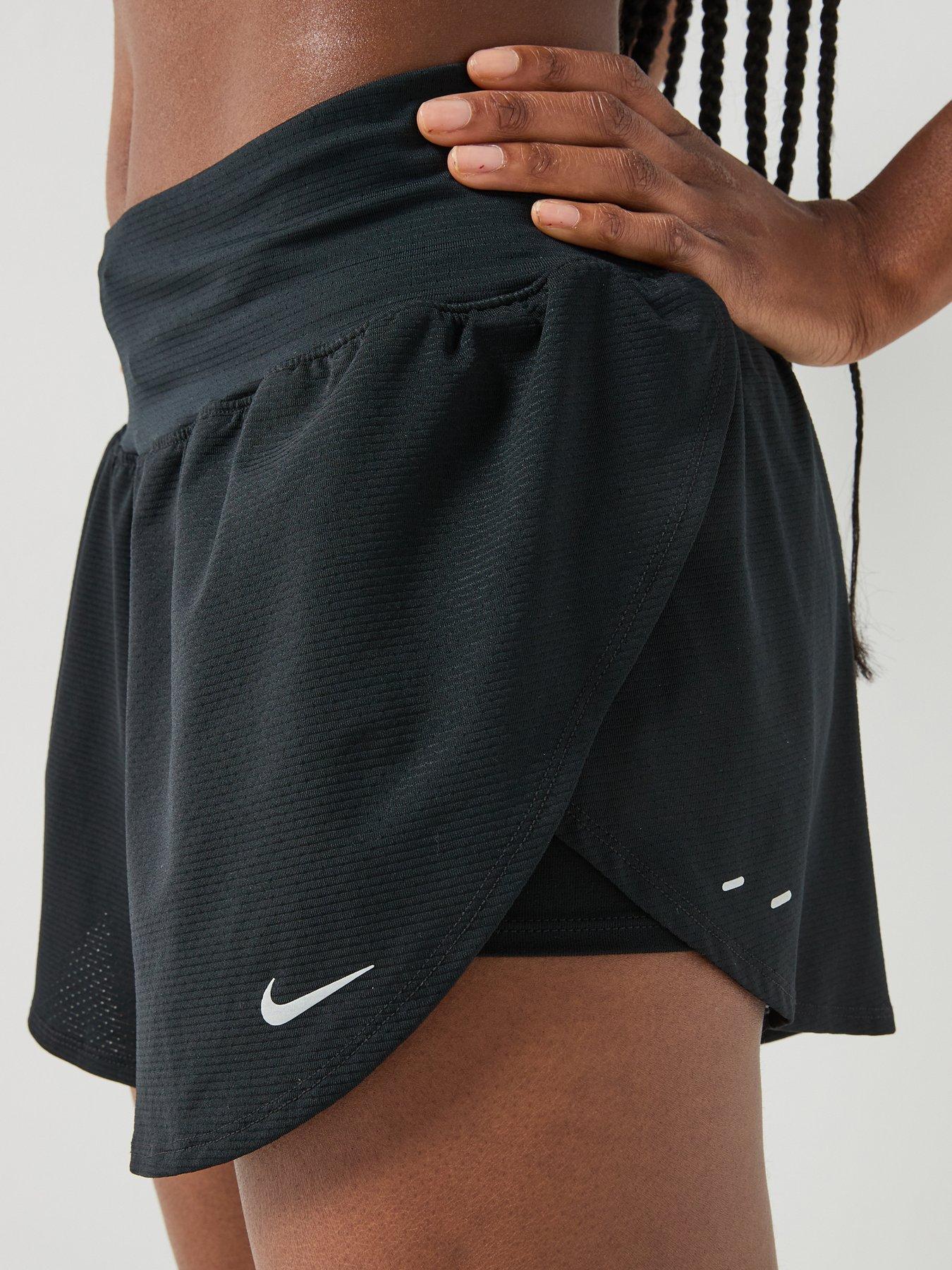 Image 4 of 6 of Nike Womens Running Dri-FIT Mesh 2 In 1 Shorts - Black