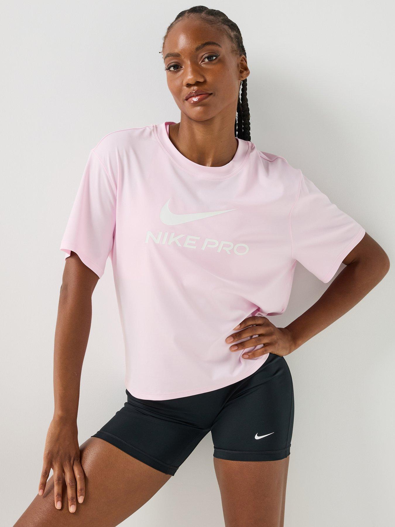 Nike Womens Training Pro 365 Dri-FIT Loose T-Shirt, Pink Foam/White, Size Xl, Women