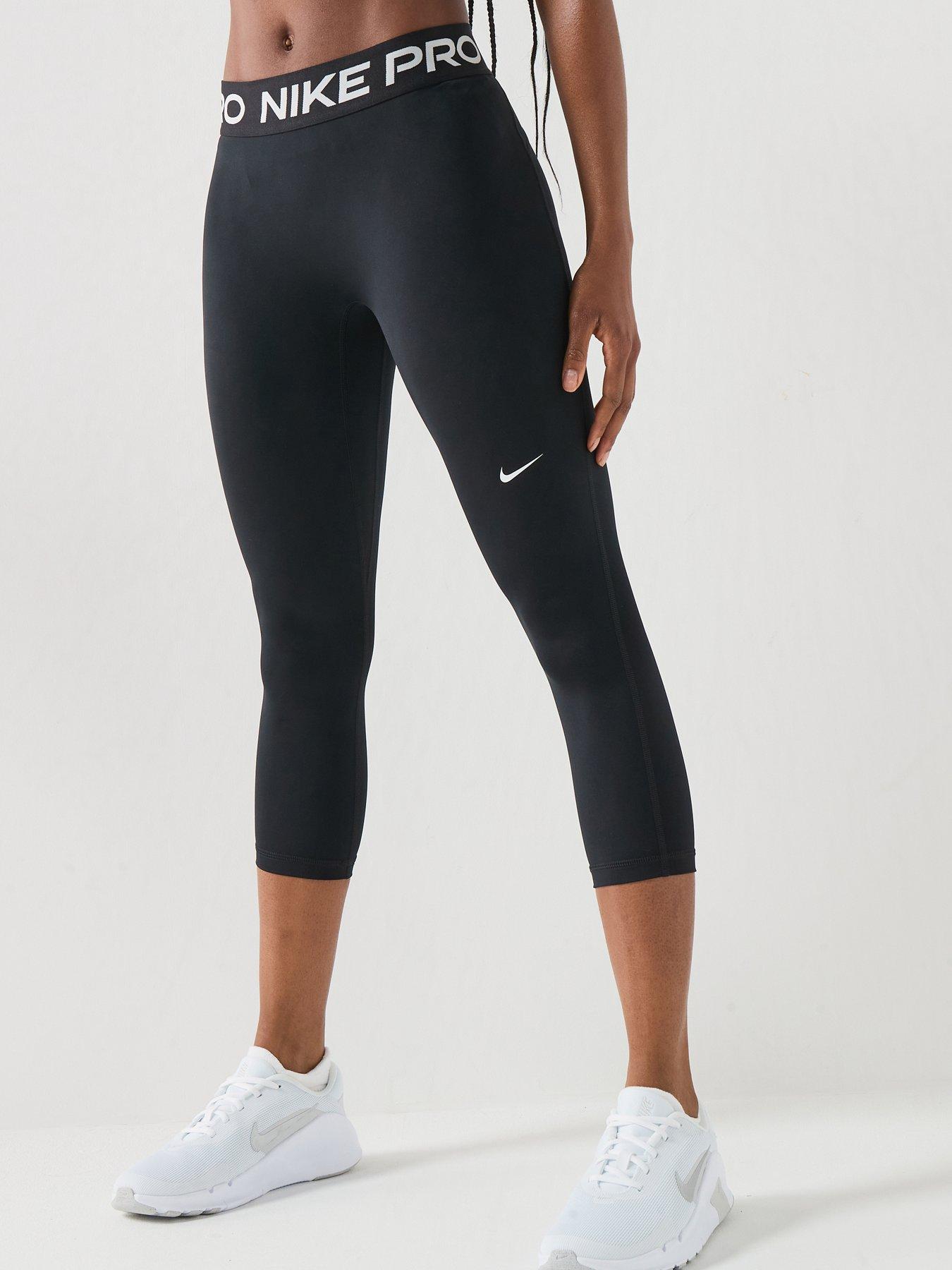 Nike Womens Pro 365 Dri-Fit Training Mid Rise Cropped Tights - Black/White