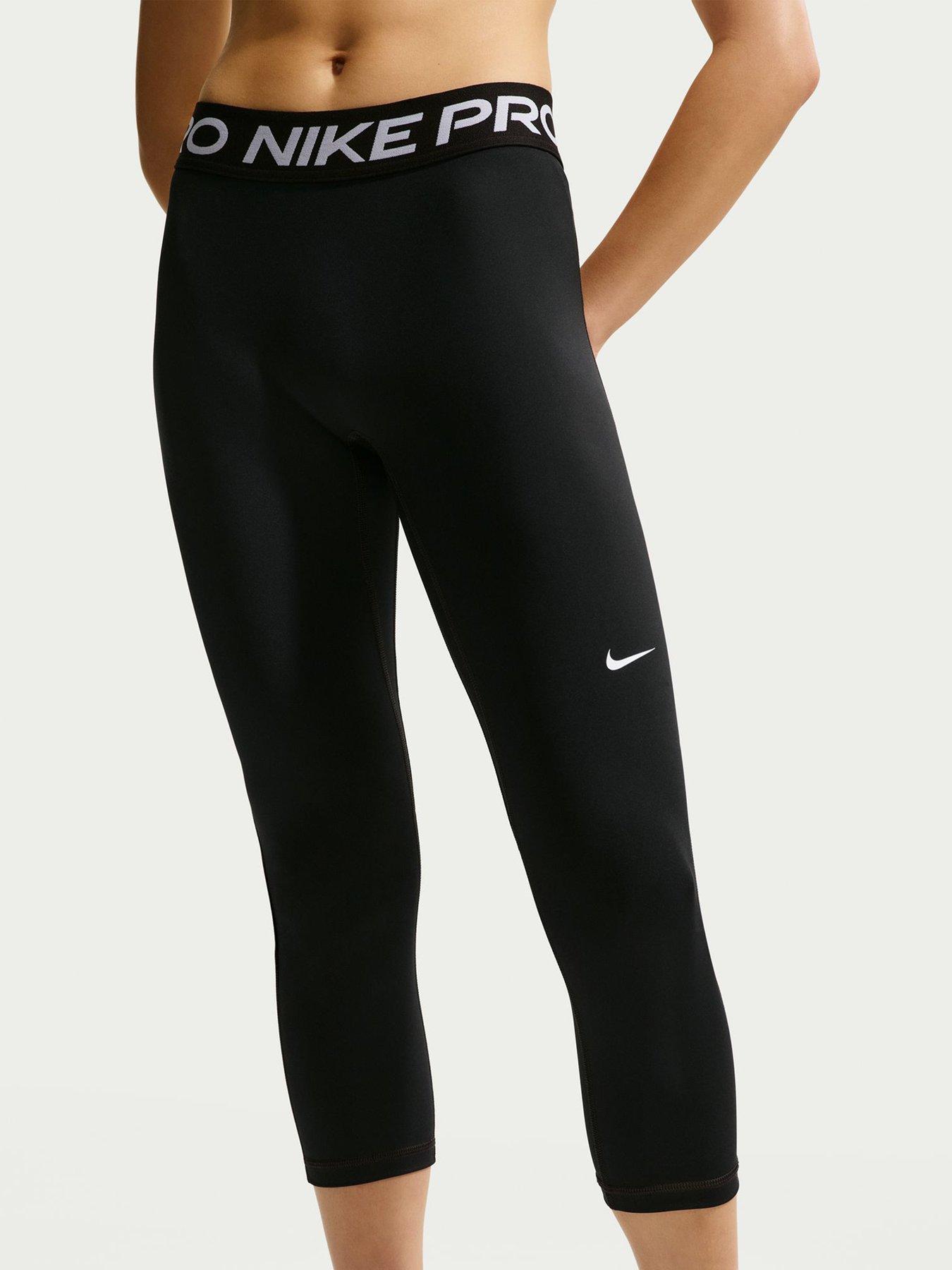 Nike Womens Pro 365 Dri-FIT Training Mid Rise Cropped Tights - Black/White