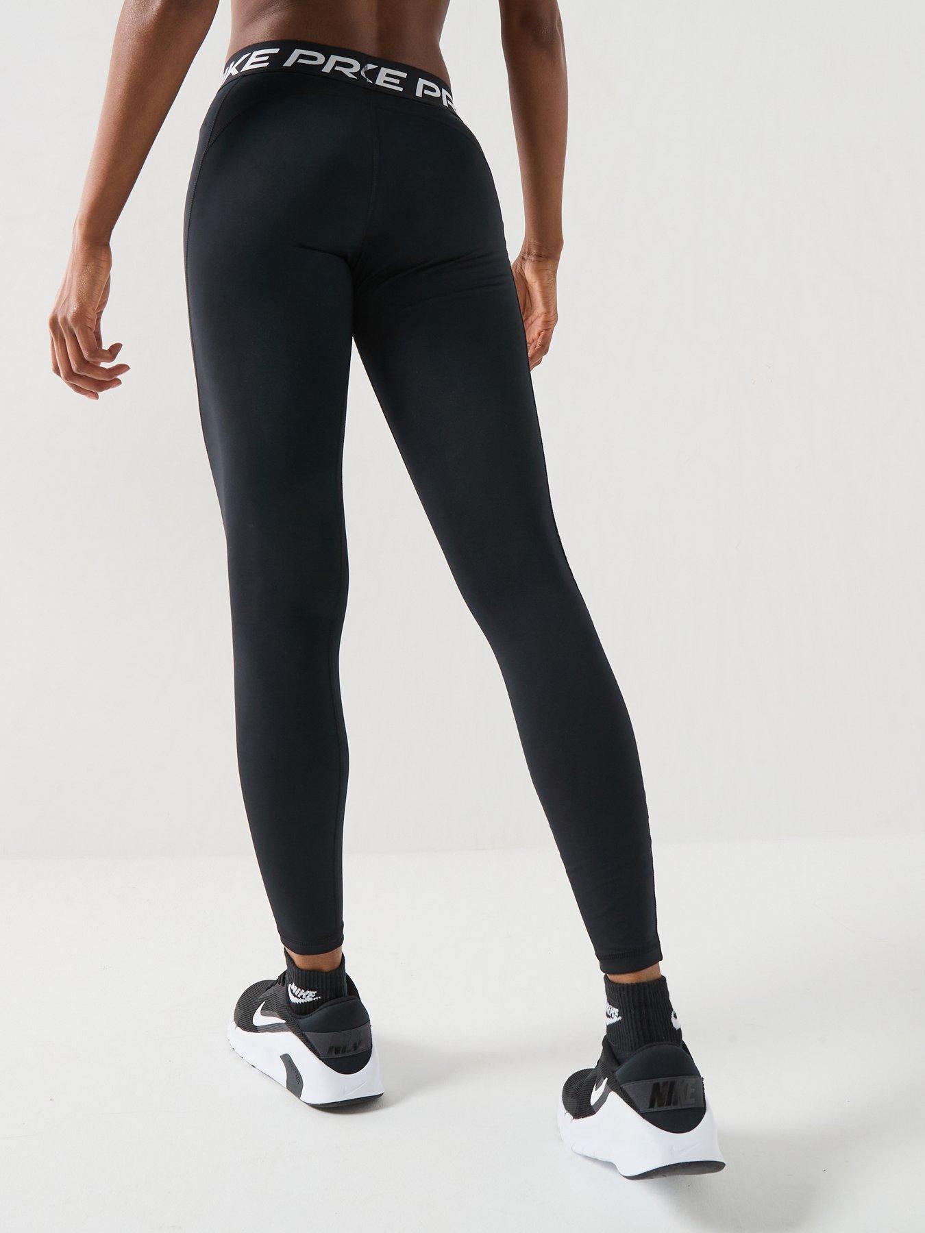 Image 2 of 7 of Nike Womens Training Pro 365 Dri-FIT Mid Rise Leggings - Black/White