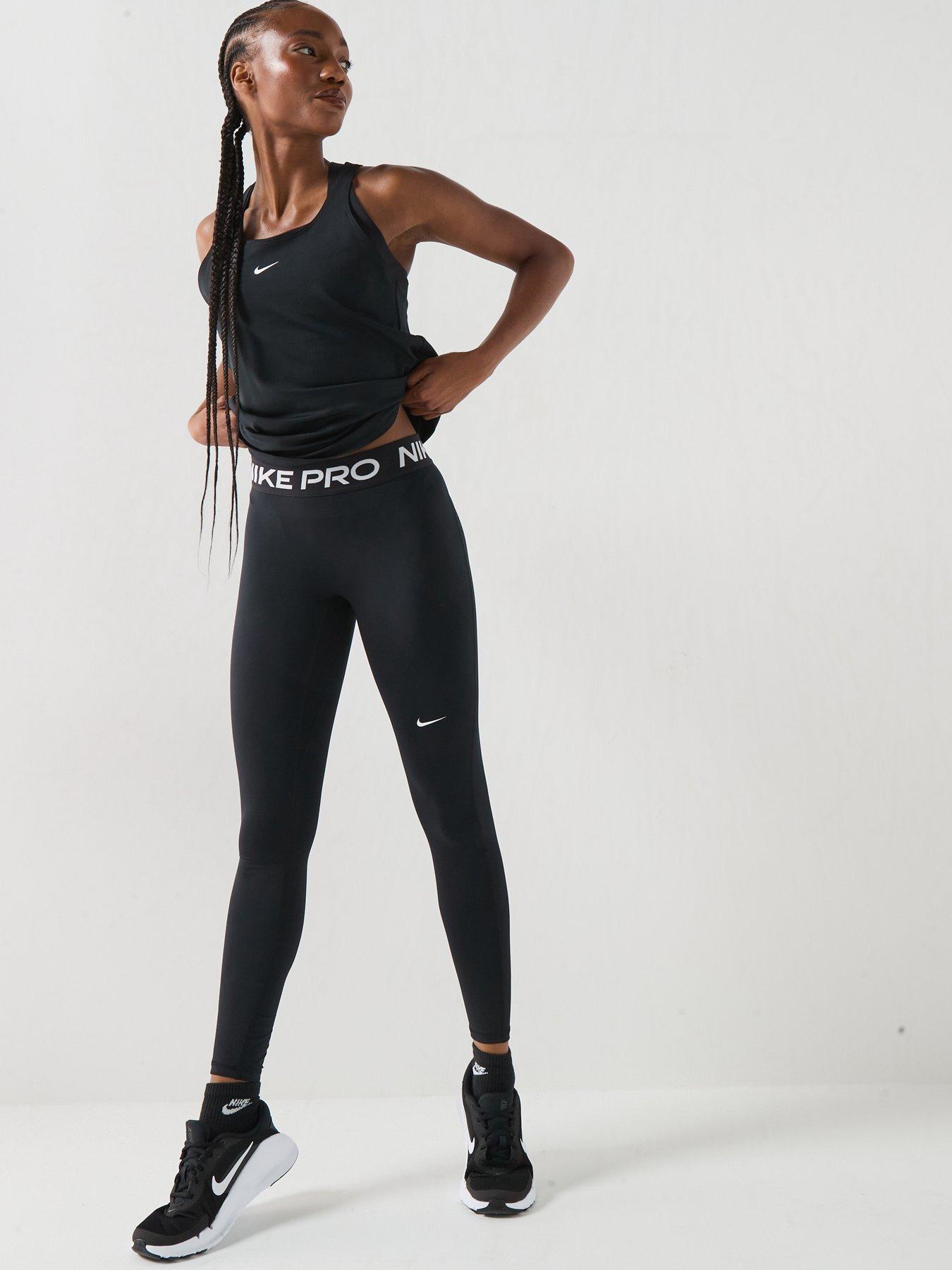 Image 3 of 7 of Nike Womens Training Pro 365 Dri-FIT Mid Rise Leggings - Black/White