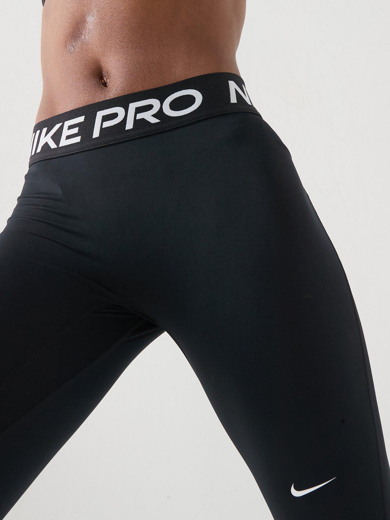 Image 4 of 7 of Nike Womens Training Pro 365 Dri-FIT Mid Rise Leggings - Black/White