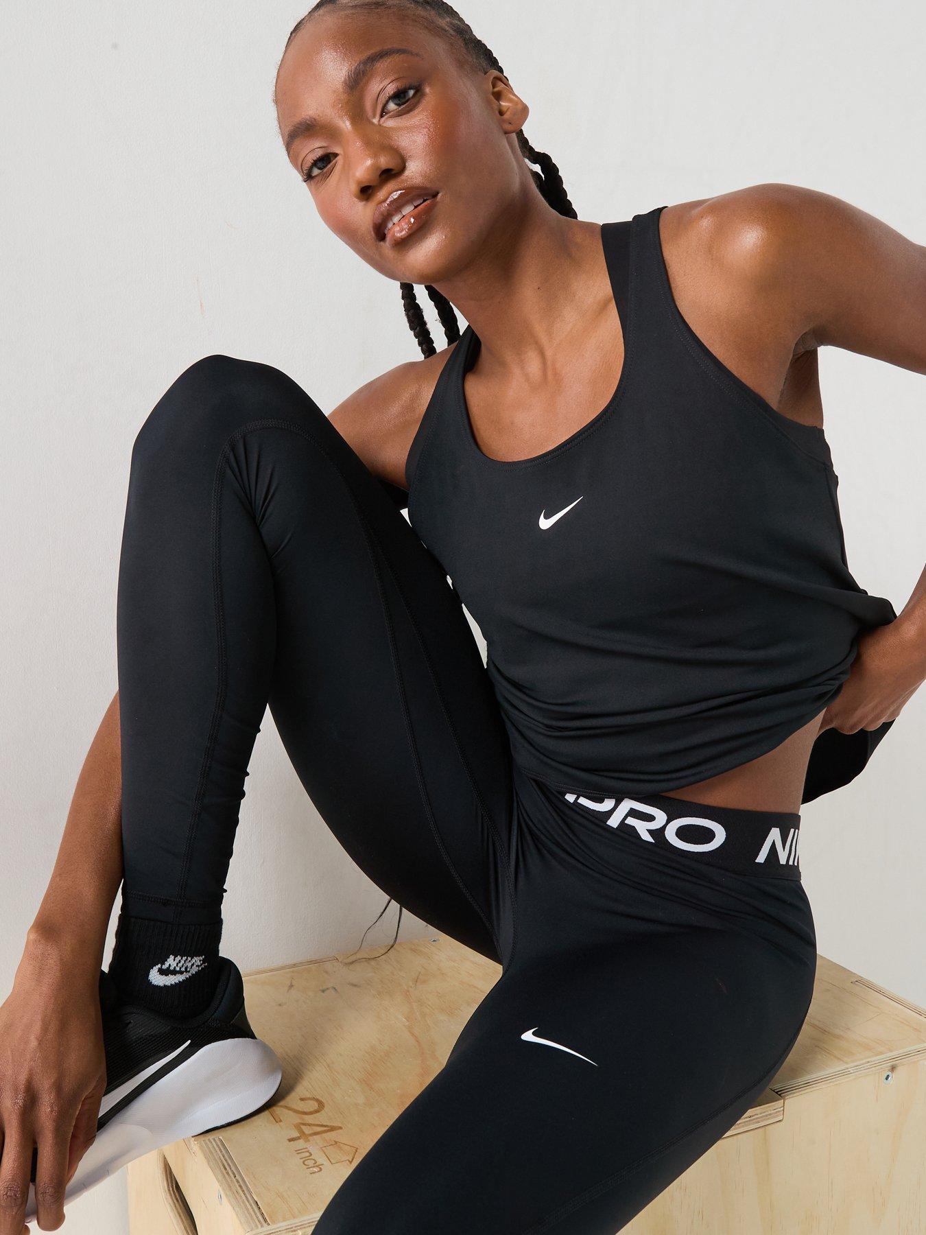 Image 6 of 7 of Nike Womens Training Pro 365 Dri-FIT Mid Rise Leggings - Black/White