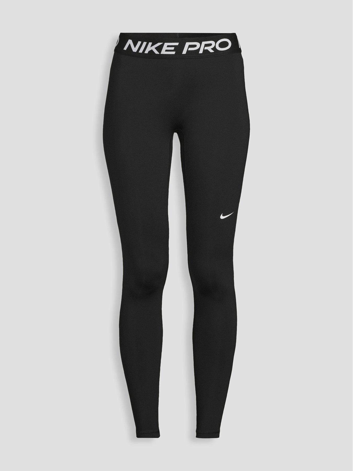 Image 7 of 7 of Nike Womens Training Pro 365 Dri-FIT Mid Rise Leggings - Black/White