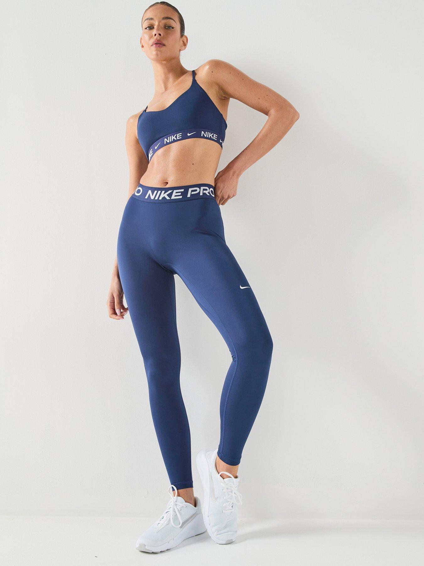 Nike Womens Pro 365 Dri-FIT Training Mid Rise Tights, Midnight Navy/White, Size Xs, Women