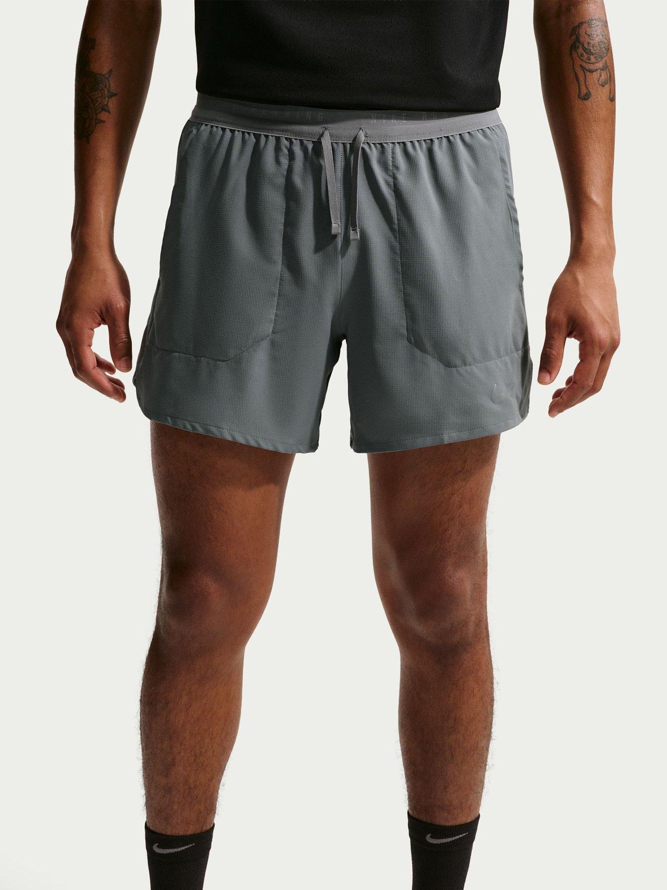 Nike Mens Running Dri-FIT Stride 5 Inch Brief Lined Shorts - GREY