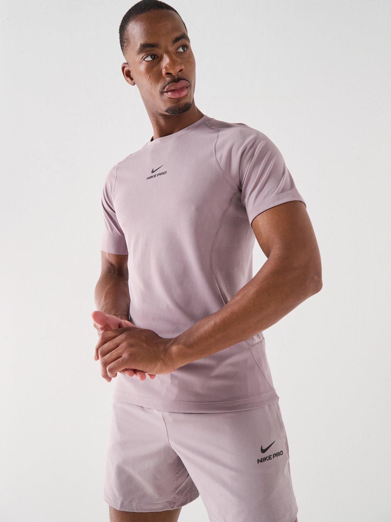 Nike Mens Training Dri-FIT Short Sleeve Top, Lt Violet Ore/Black, Size 2Xl, Men