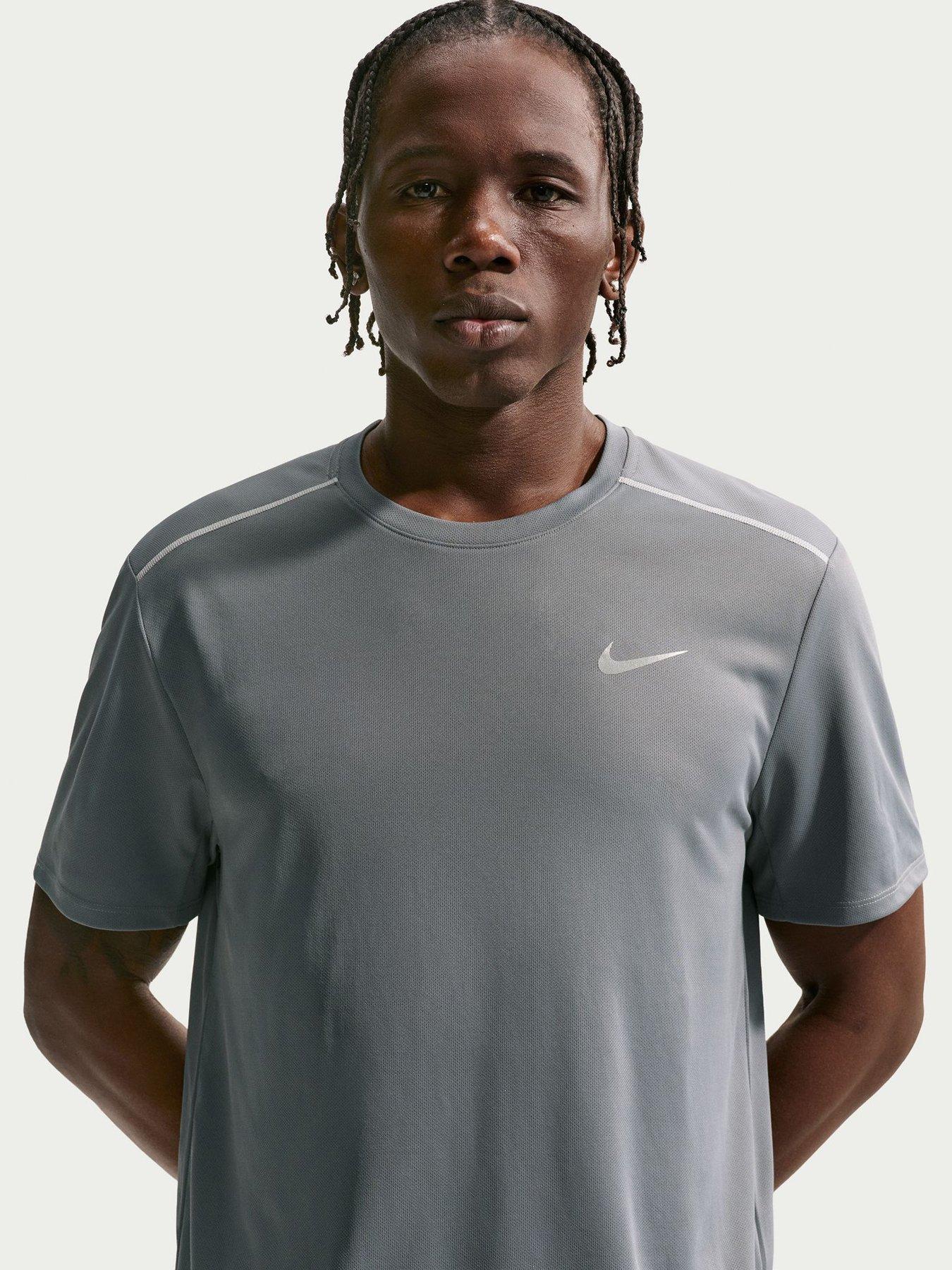 Nike Mens Running Miler Dri-FIT UV Short Sleeve Top - Grey