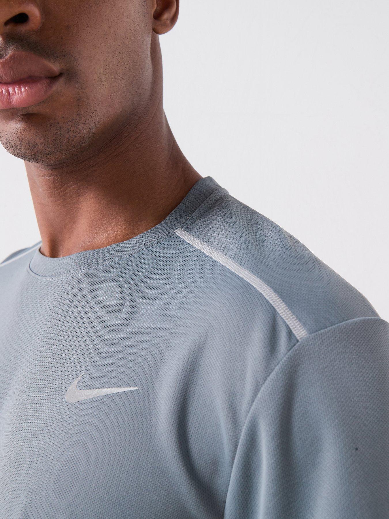 Image 5 of 7 of Nike Mens Running Miler Dri-FIT UV Short Sleeve Top - Grey