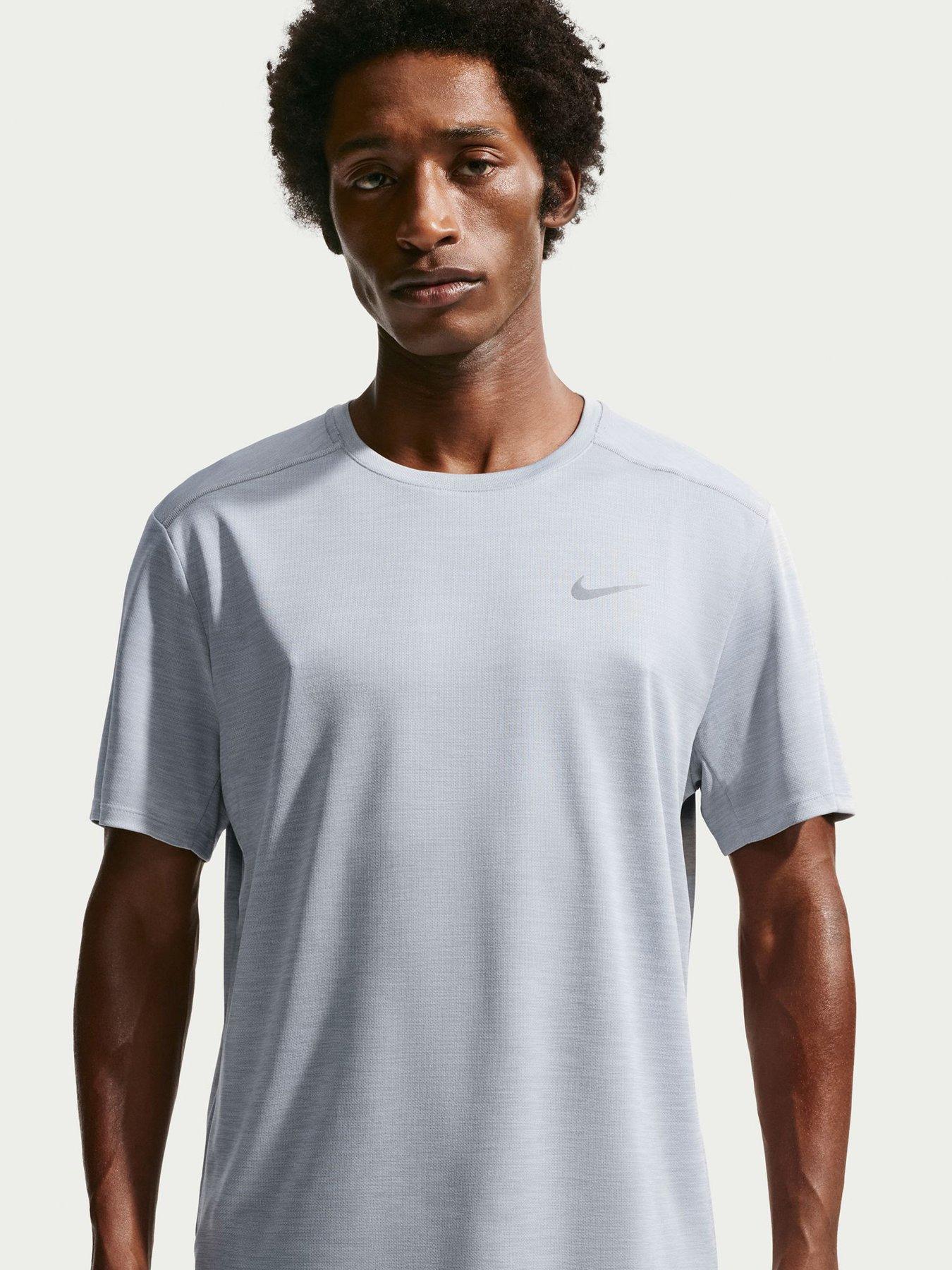 Nike Mens Running Miler Dri-FIT UV Short Sleeve Top - Grey