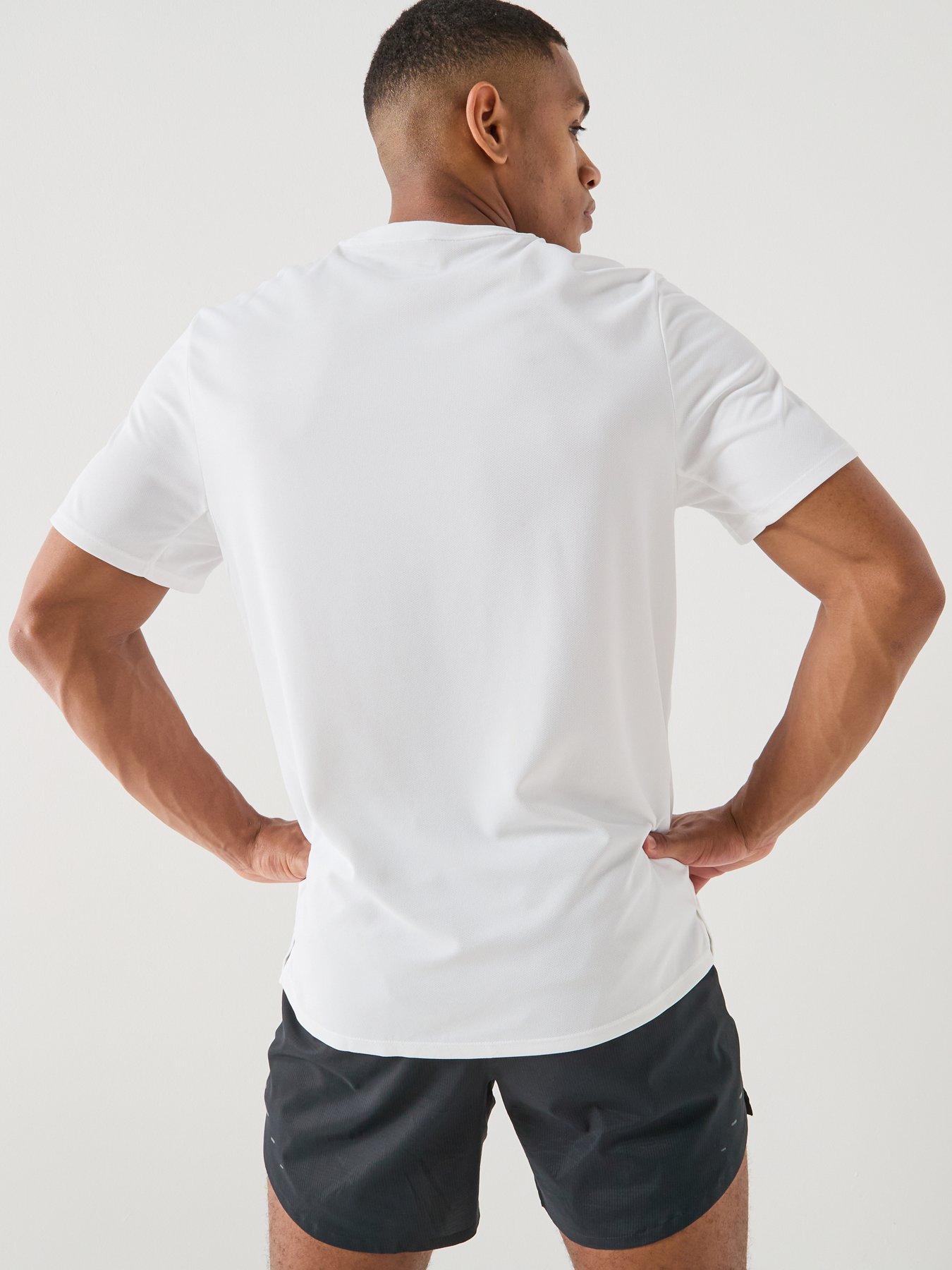 Image 2 of 7 of Nike Mens Running Miler Dri-FIT UV Short Sleeve Top - White