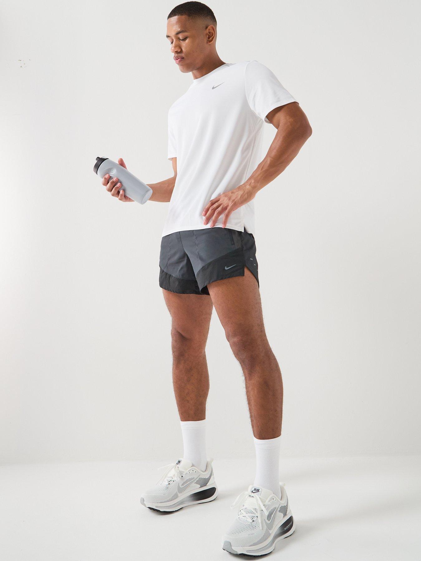 Image 6 of 7 of Nike Mens Running Miler Dri-FIT UV Short Sleeve Top - White