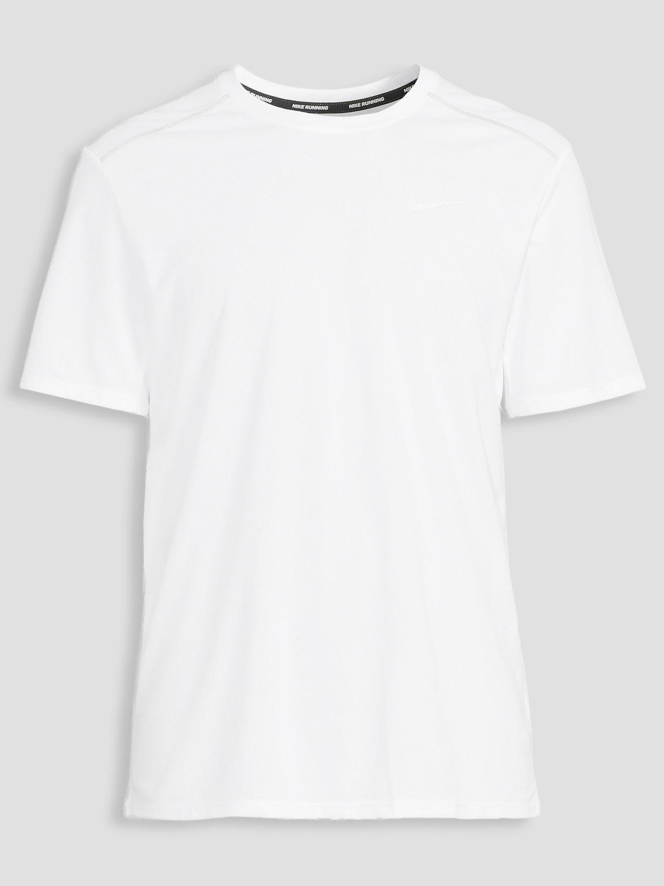Image 7 of 7 of Nike Mens Running Miler Dri-FIT UV Short Sleeve Top - White