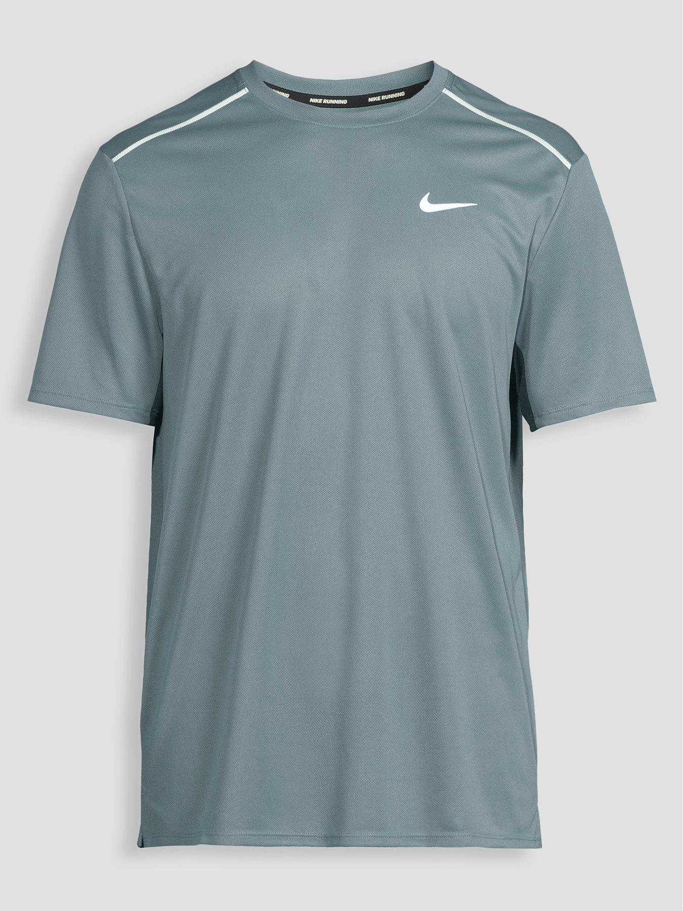 Image 7 of 7 of Nike Mens Running Miler Dri-FIT UV Short Sleeve Top - Green