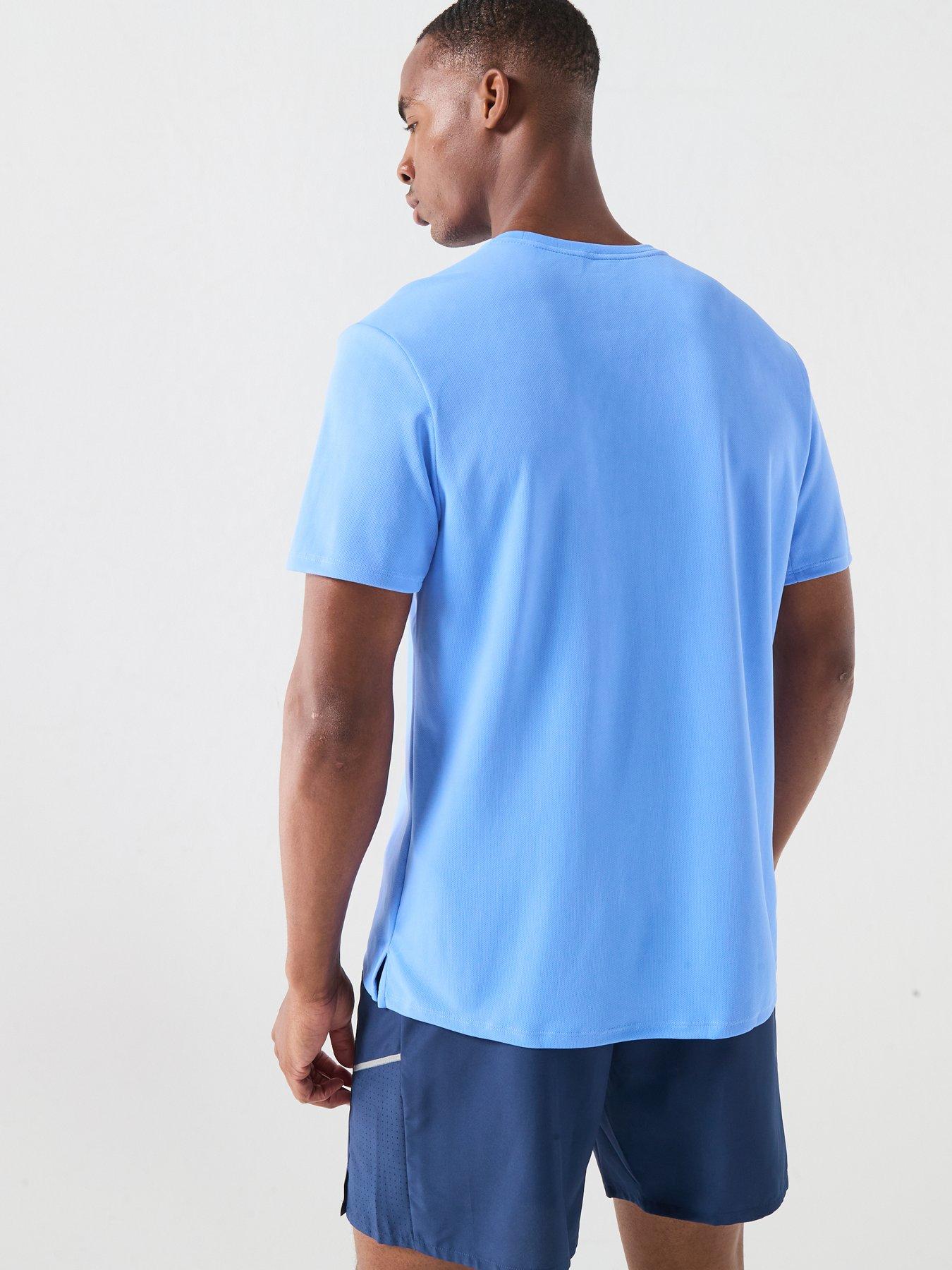 Image 2 of 4 of Nike Mens Running Miler Dri-FIT UV Short Sleeve Top - Blue