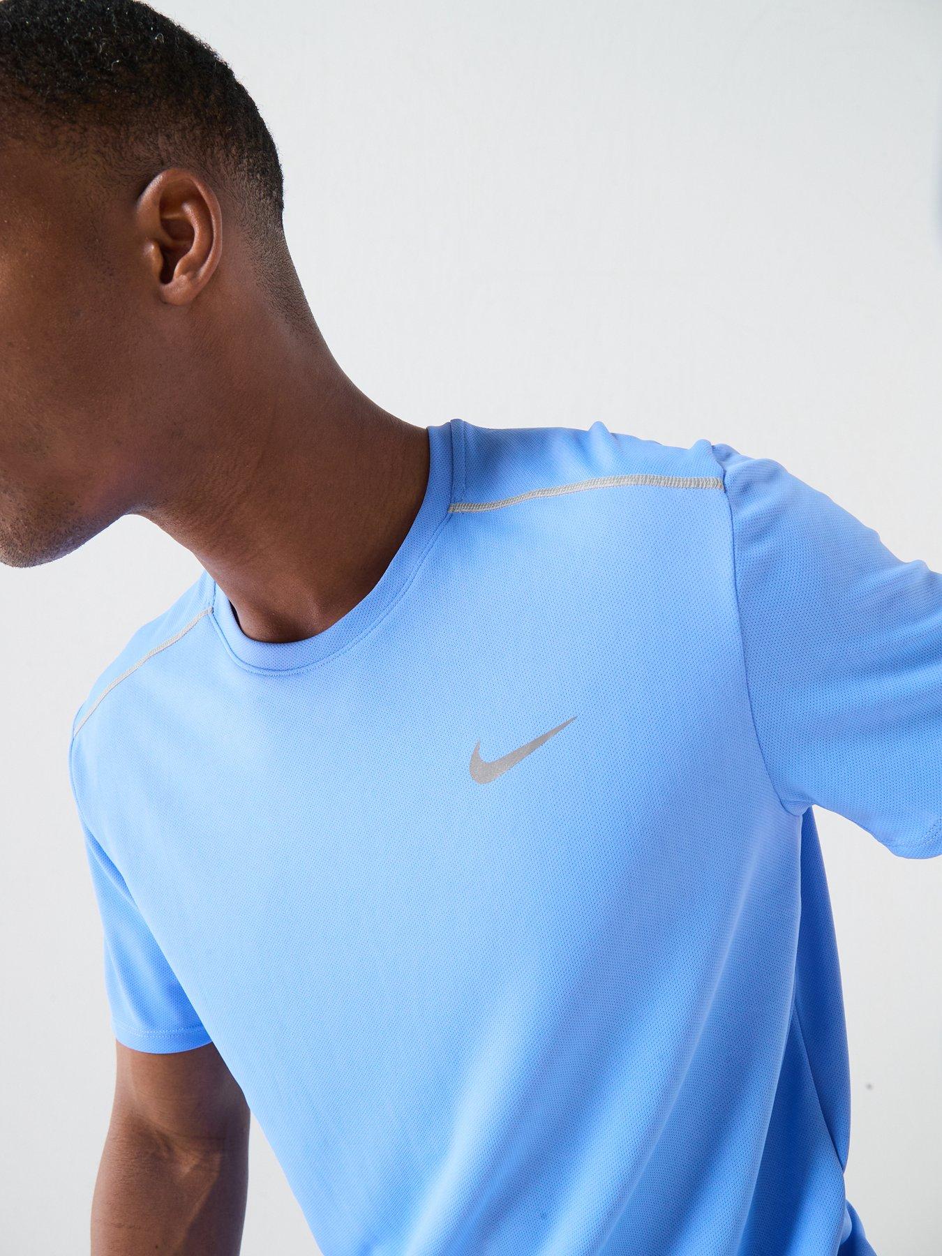 Image 3 of 4 of Nike Mens Running Miler Dri-FIT UV Short Sleeve Top - Blue