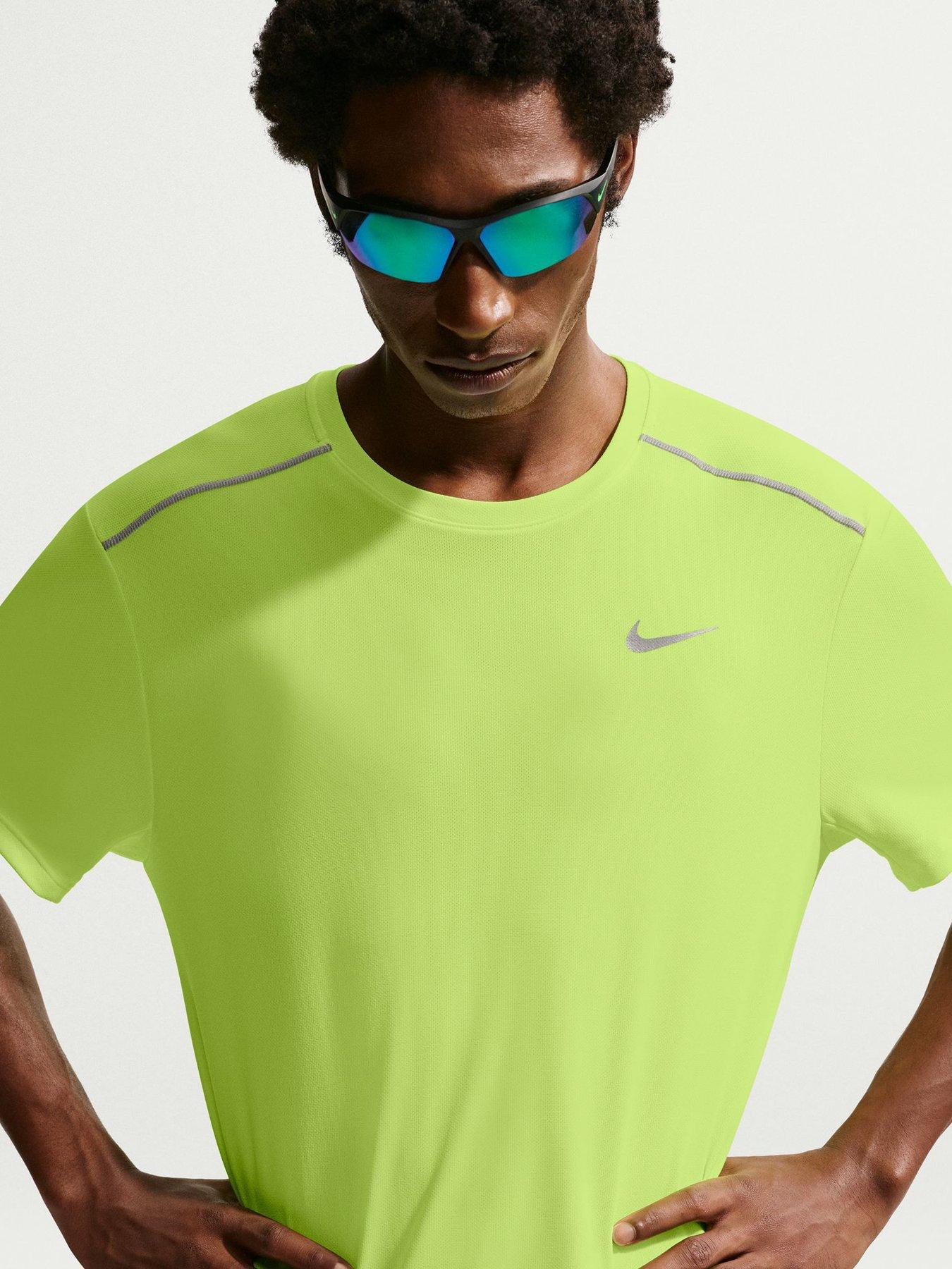 Nike Mens Running Miler Dri-FIT UV Short Sleeve Top - Yellow