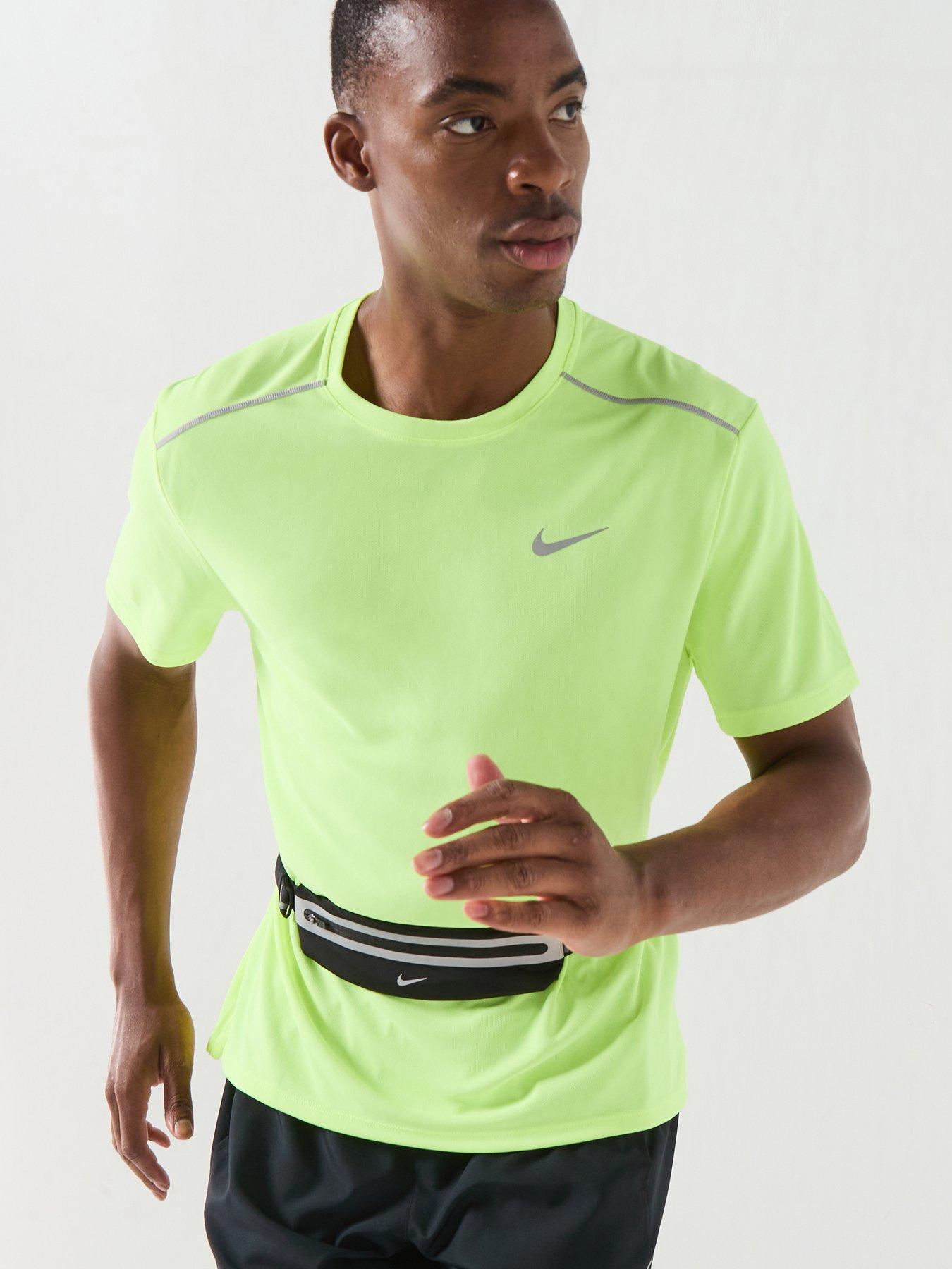 Image 1 of 5 of Nike Mens Running Miler Dri-FIT UV Short Sleeve Top - Yellow