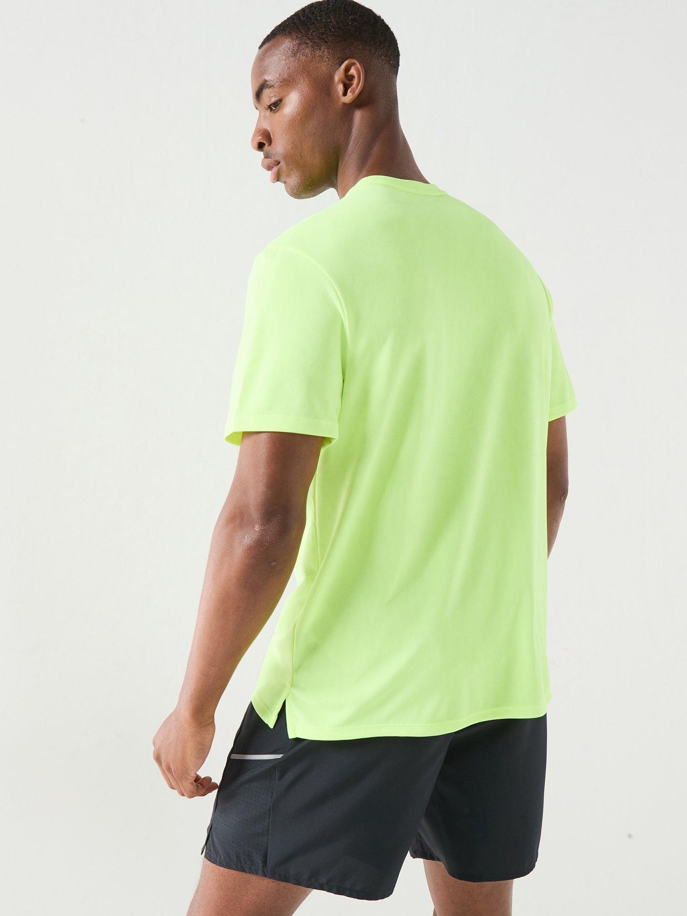 Image 2 of 5 of Nike Mens Running Miler Dri-FIT UV Short Sleeve Top - Yellow