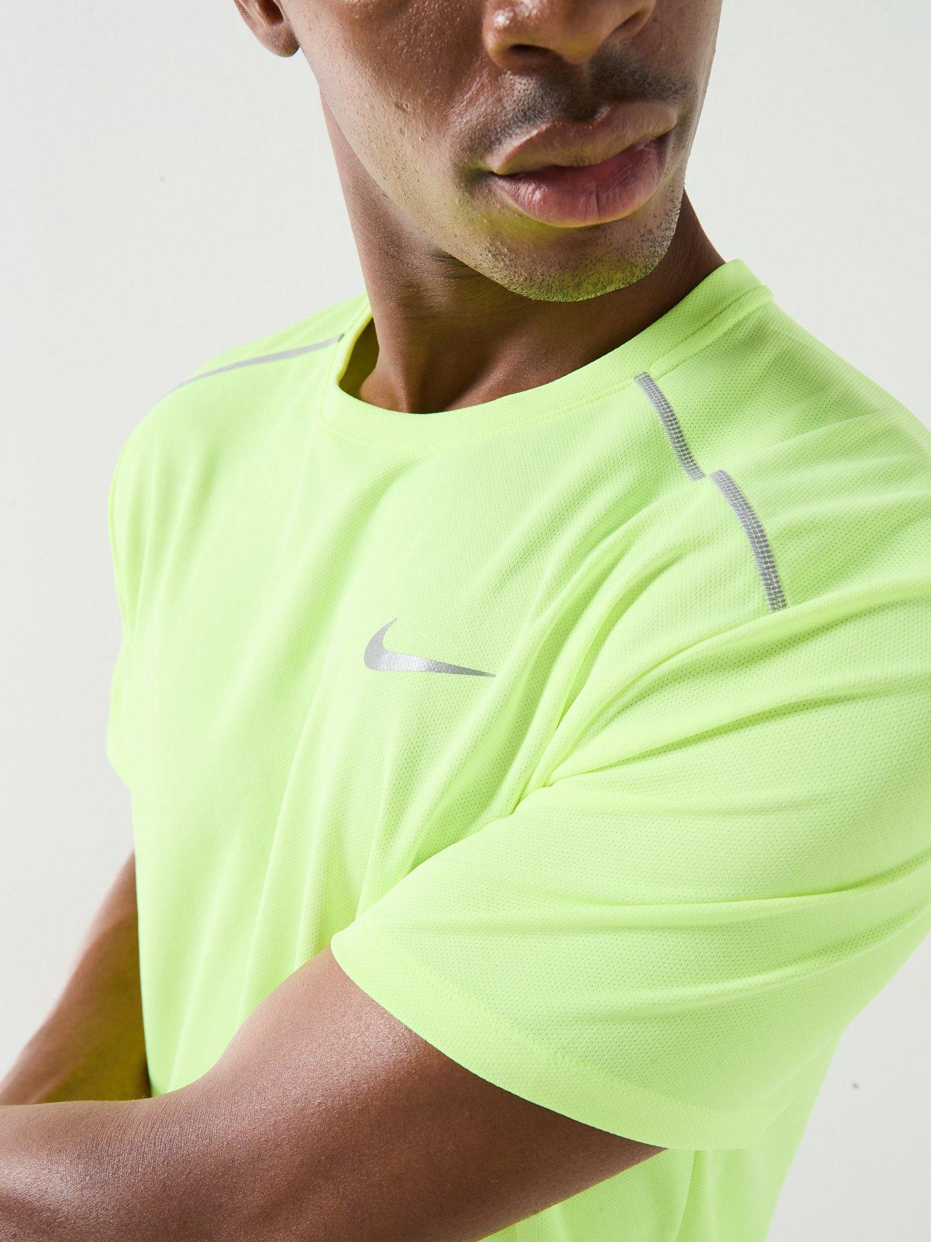 Image 4 of 5 of Nike Mens Running Miler Dri-FIT UV Short Sleeve Top - Yellow