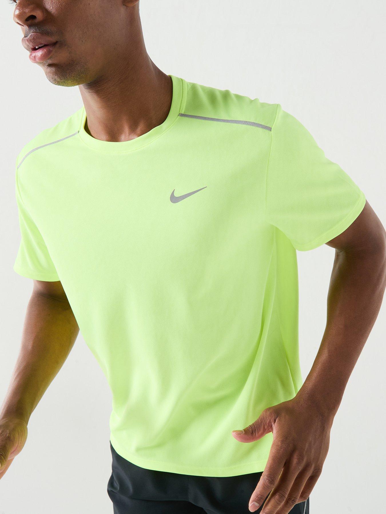 Image 5 of 5 of Nike Mens Running Miler Dri-FIT UV Short Sleeve Top - Yellow
