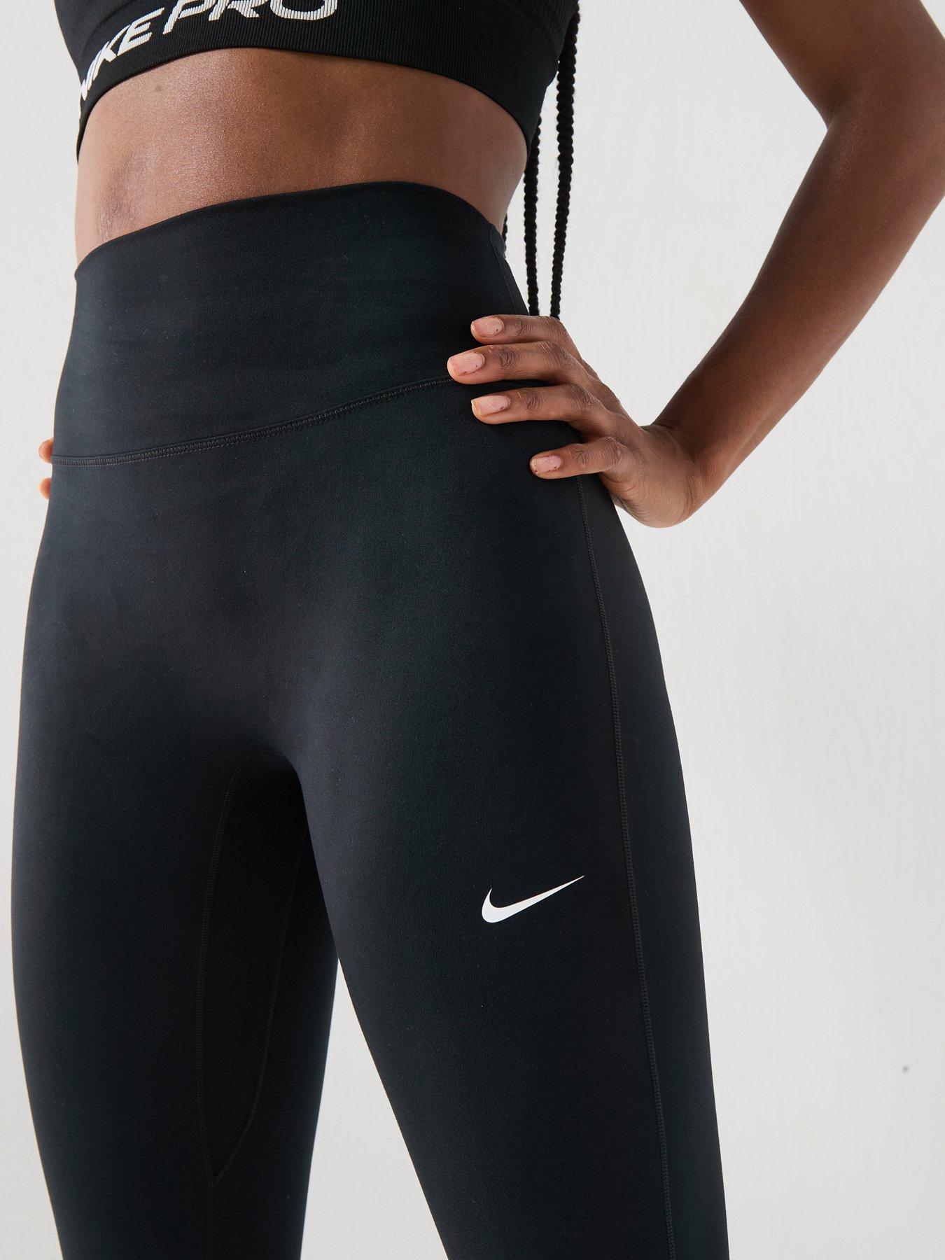 Image 4 of 5 of Nike Womens One Dri-FIT Training High Rise Tights - Black/White